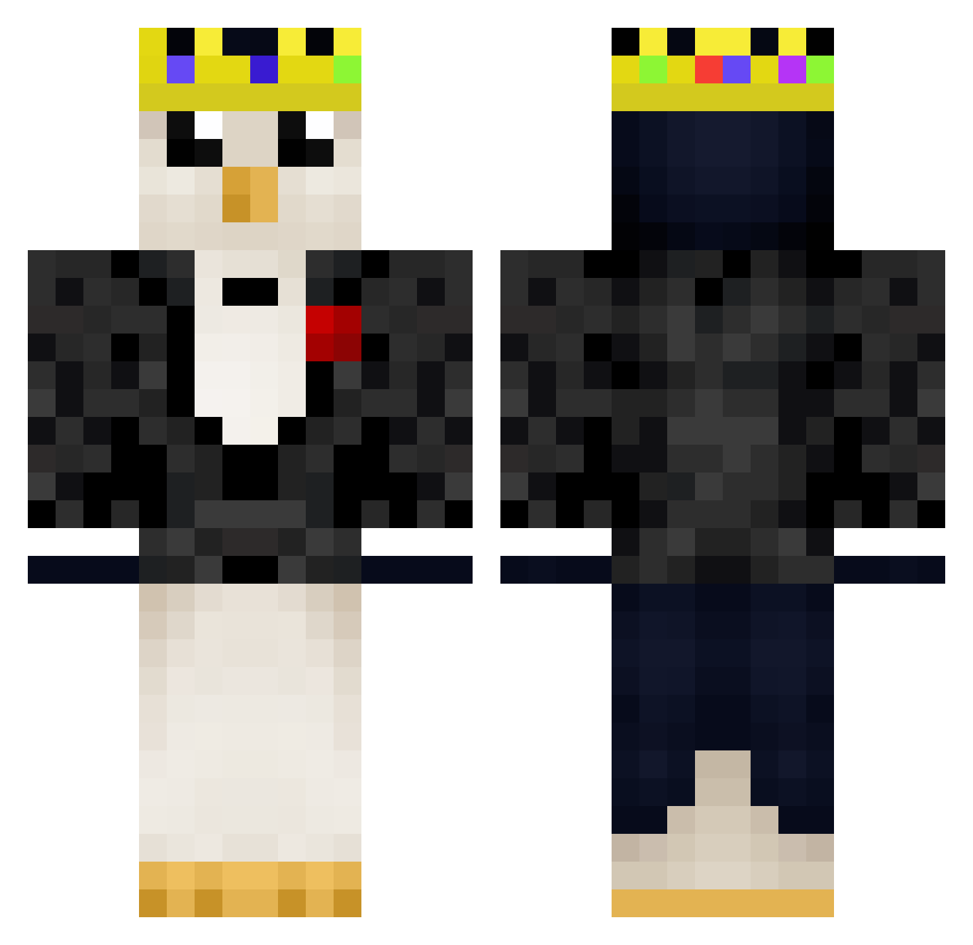 Slayer218 Minecraft skin, front and back view