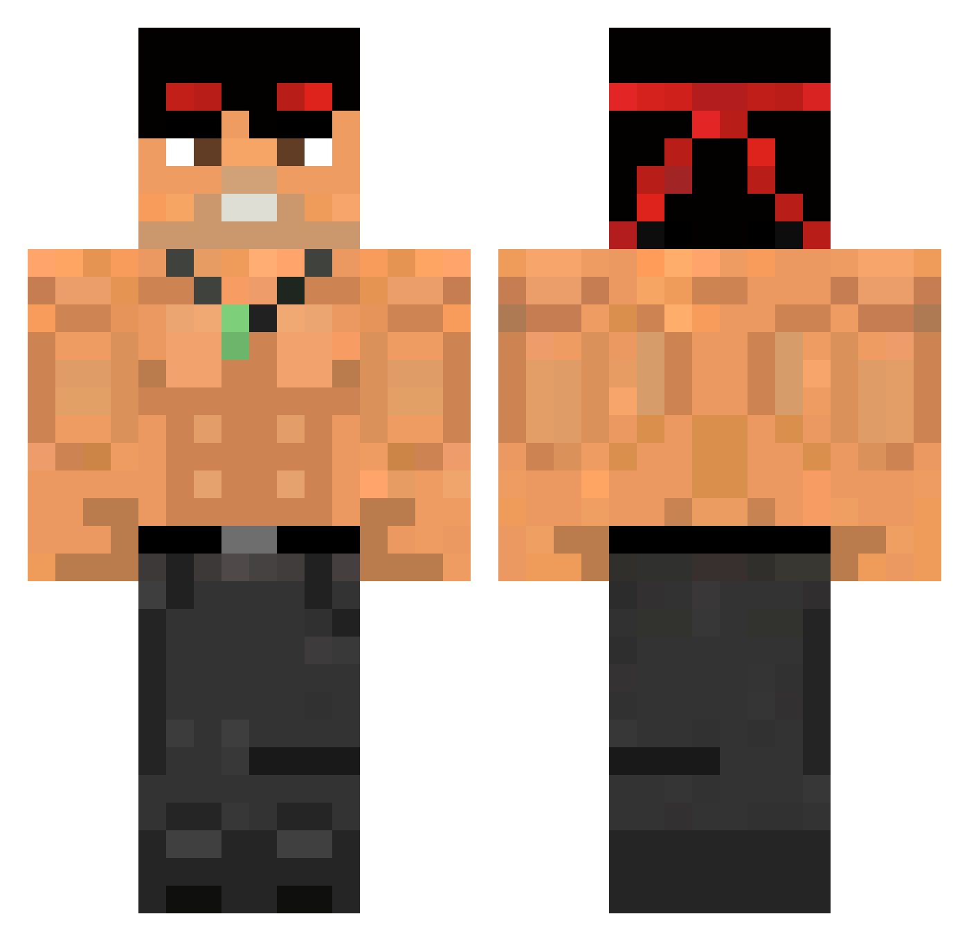 KiziolHD Minecraft skin, front and back view