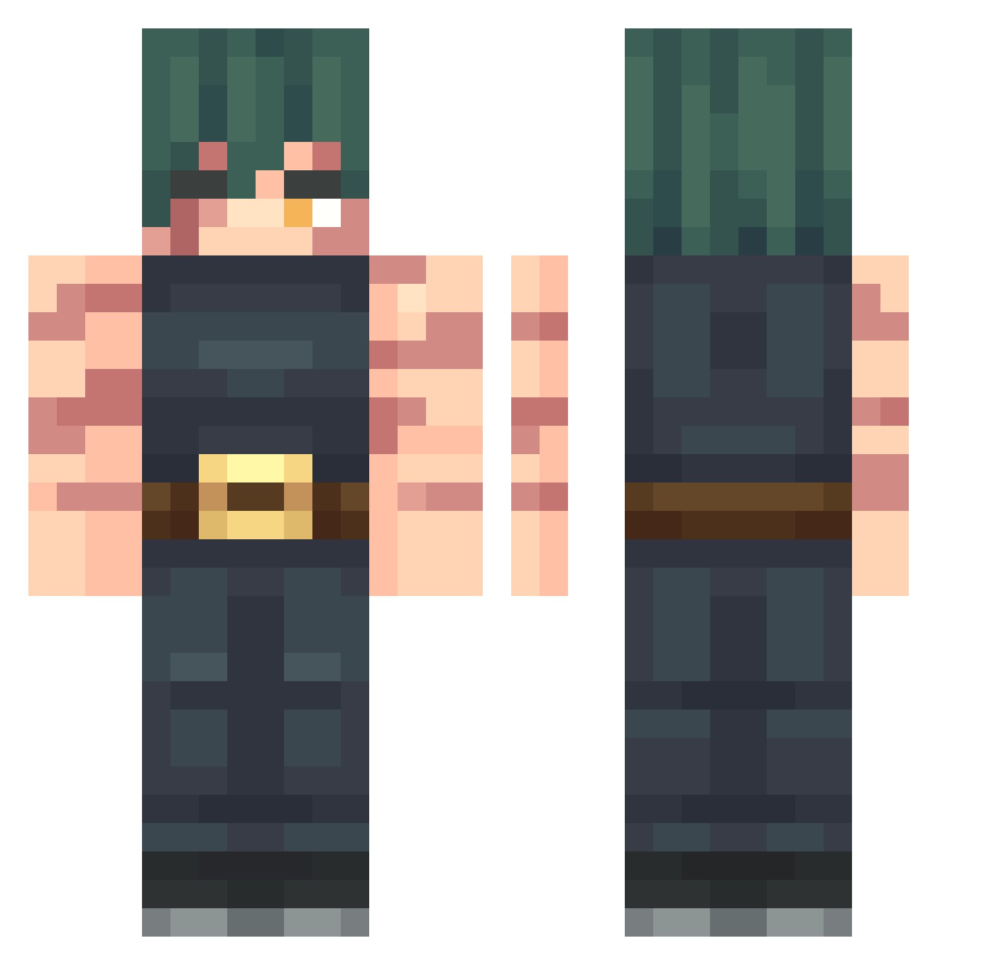 Zocketee Minecraft skin, front and back view