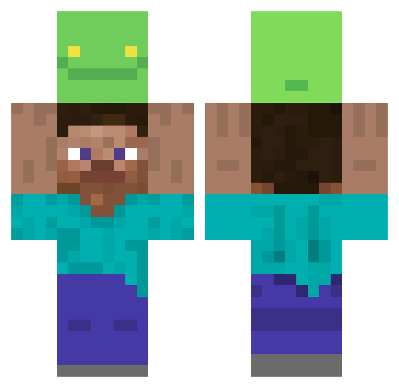 Rathest Minecraft skin, front and back view