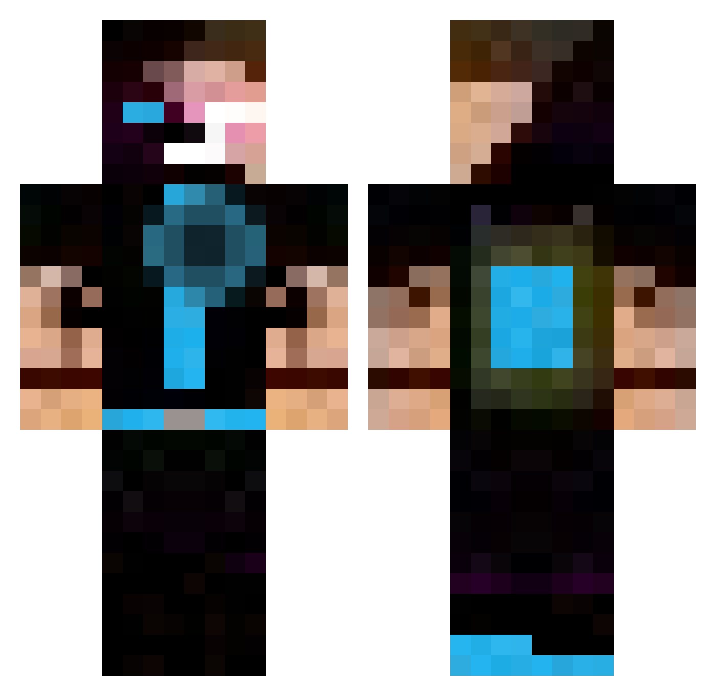 Timers Minecraft skin, front and back view