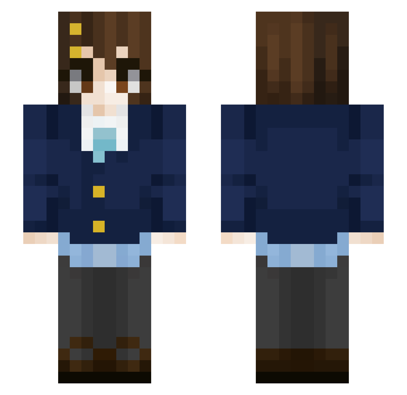 Acthex Minecraft skin, front and back view
