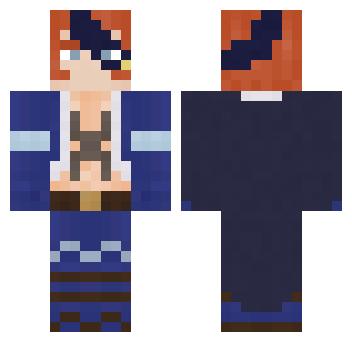 JustKingPJ Minecraft skin, front and back view