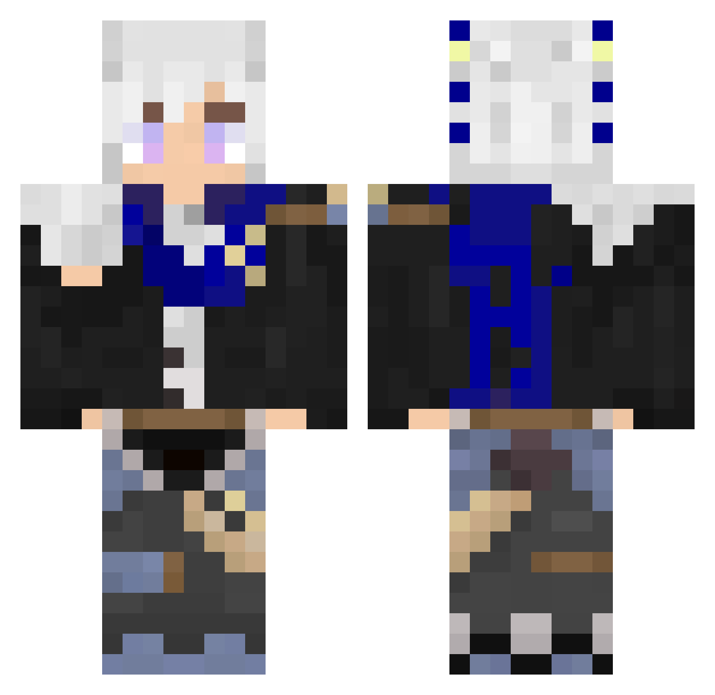 Uncomforting Minecraft skin, front and back view