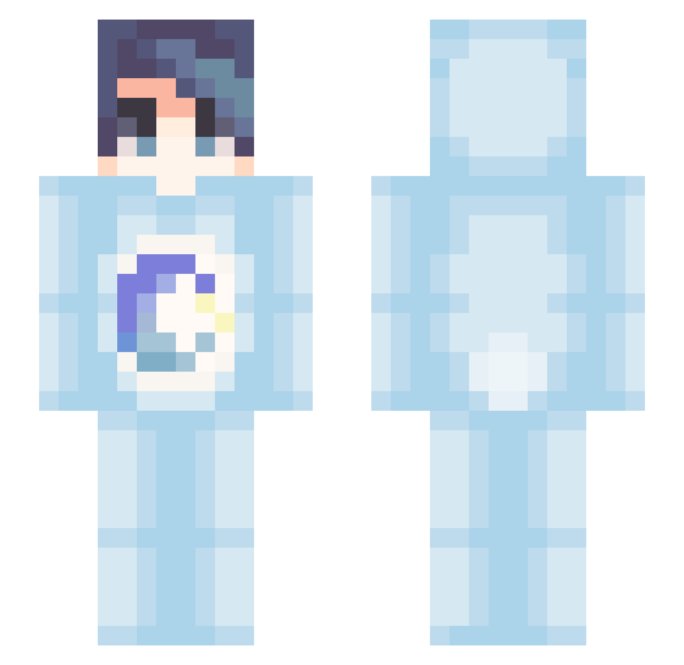 Contemplating Minecraft skin, front and back view