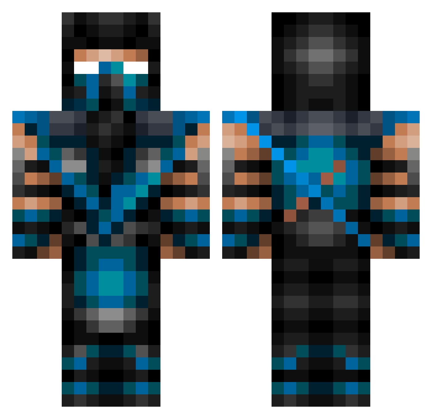 Thermite Minecraft skin, front and back view