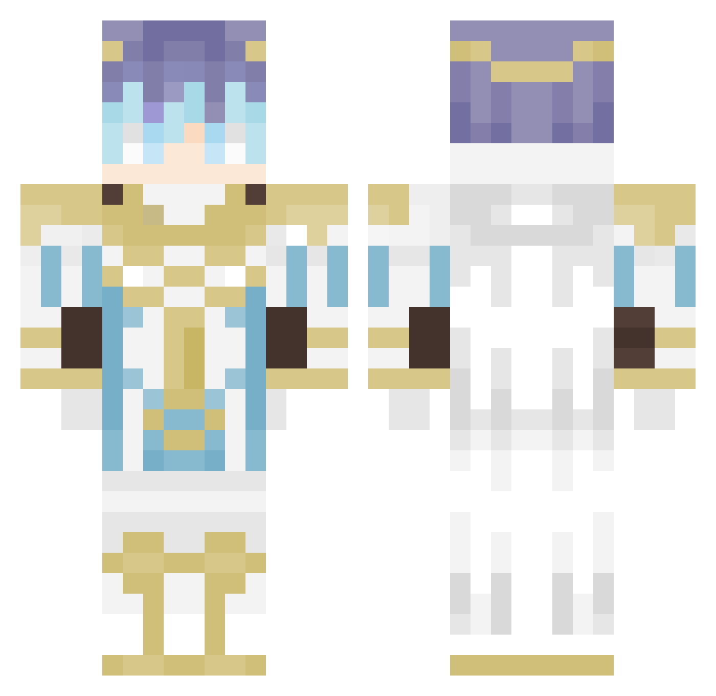 BrokenBlooms Minecraft skin, front and back view
