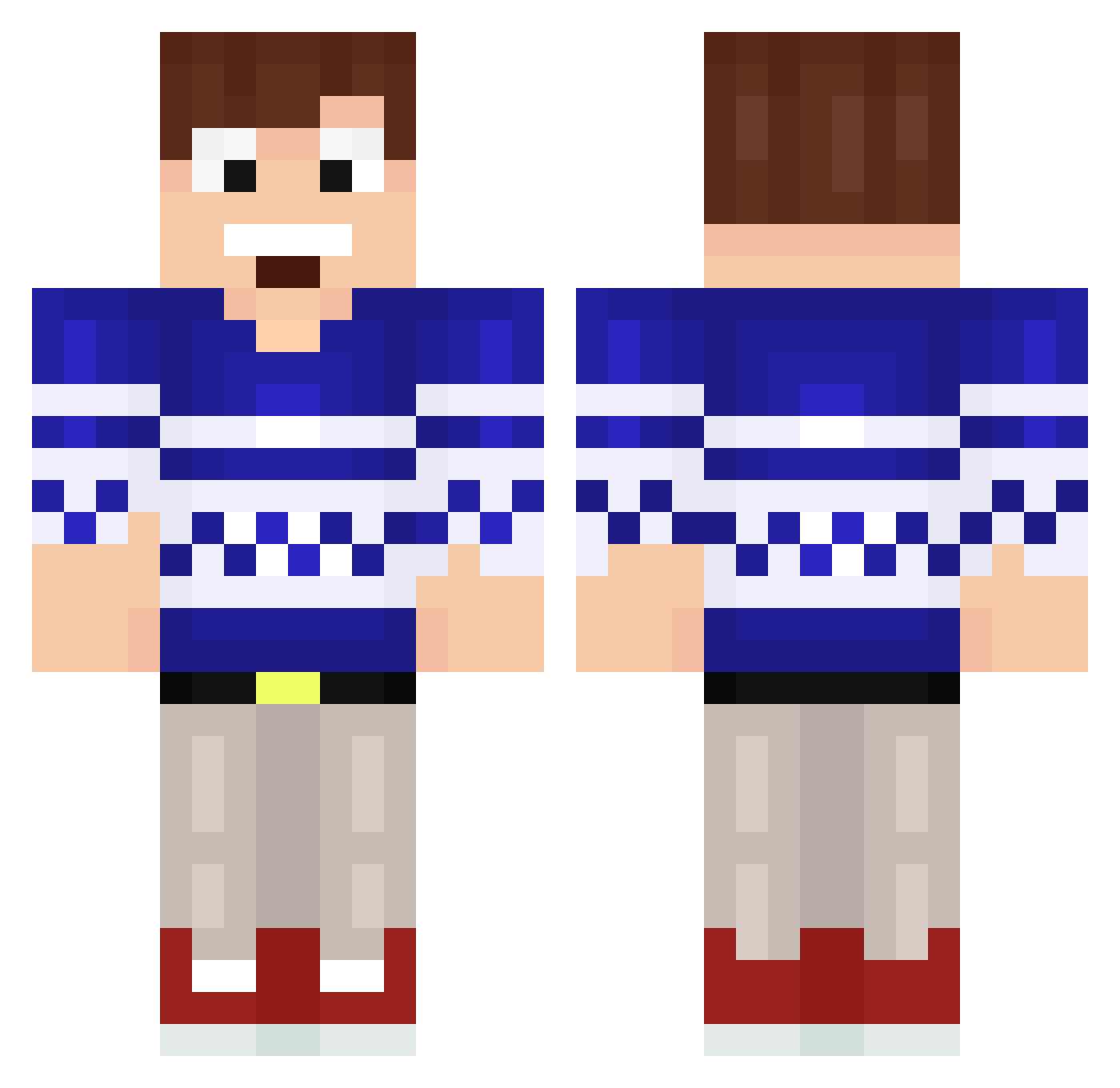 NesvikDMC Minecraft skin, front and back view