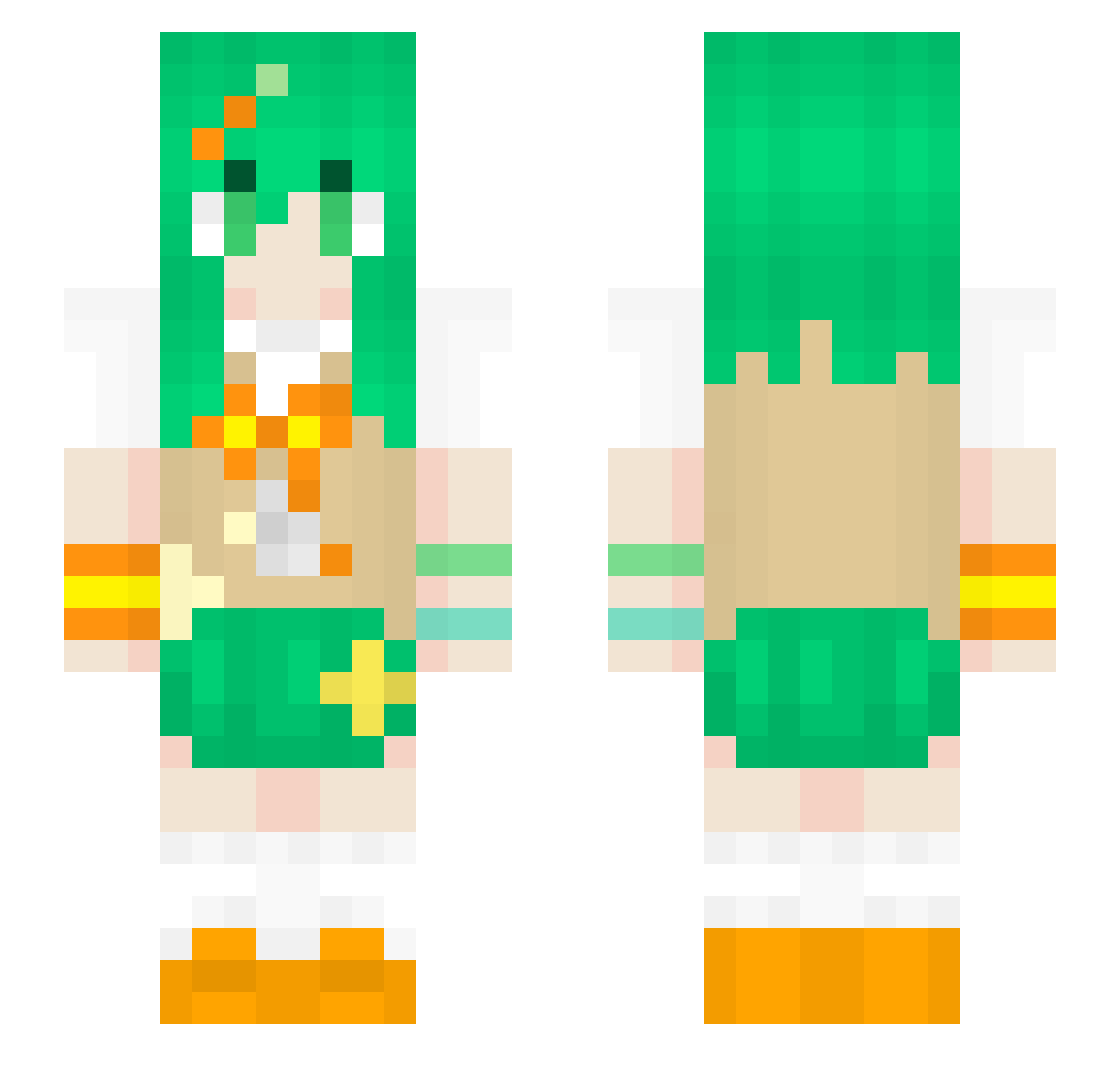 Kanade_q Minecraft skin, front and back view