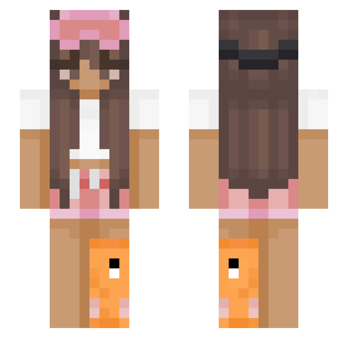 Emiivv Minecraft skin, front and back view