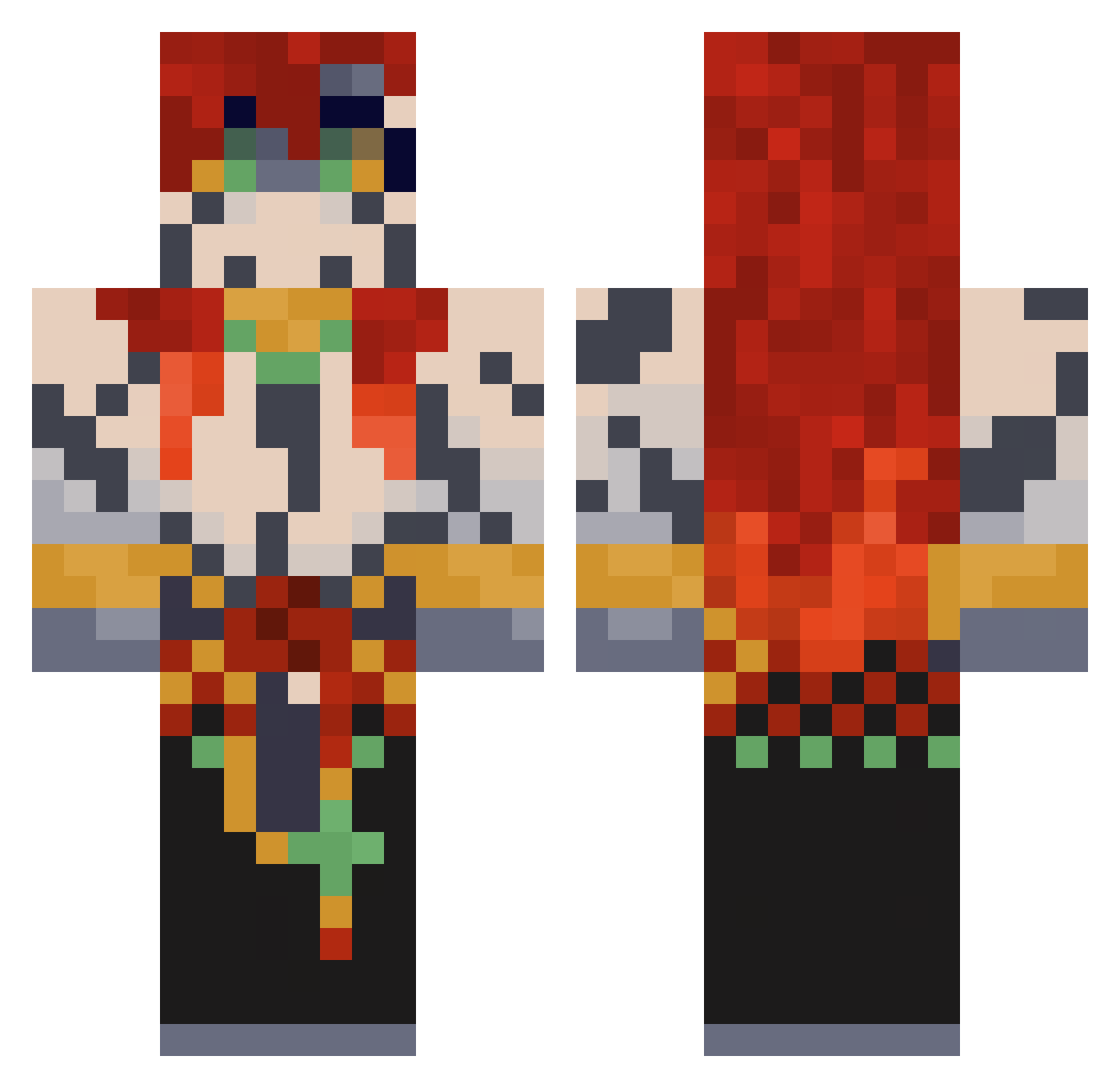 dazeychains Minecraft skin, front and back view