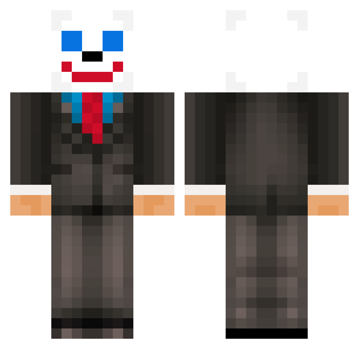 XCLOWNXZ Minecraft skin, front and back view