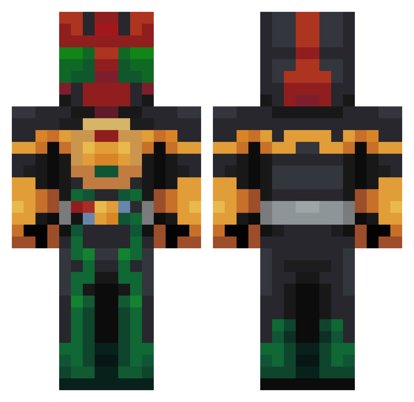 HeXaDaast Minecraft skin, front and back view