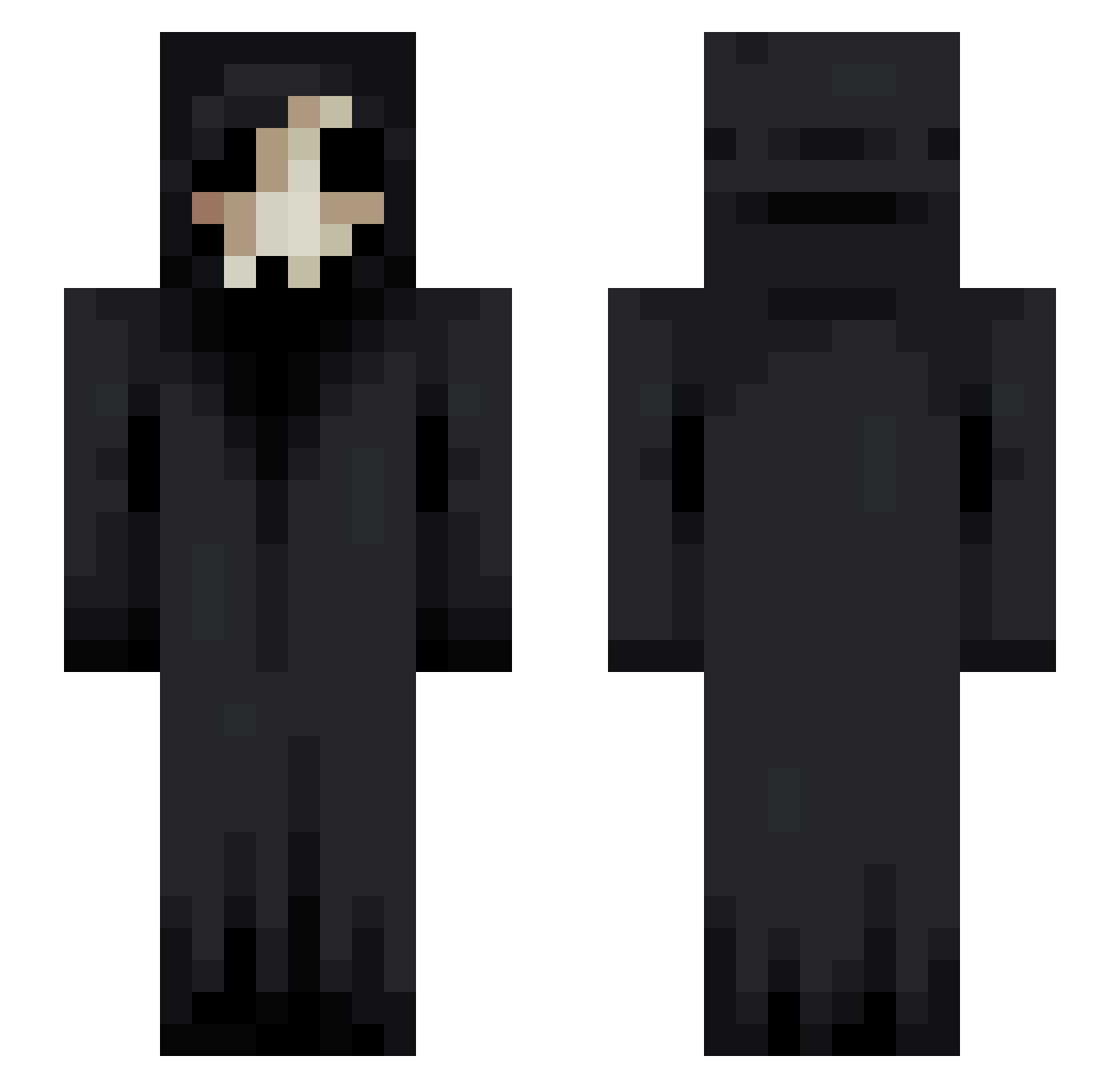 hrtz Minecraft skin, front and back view