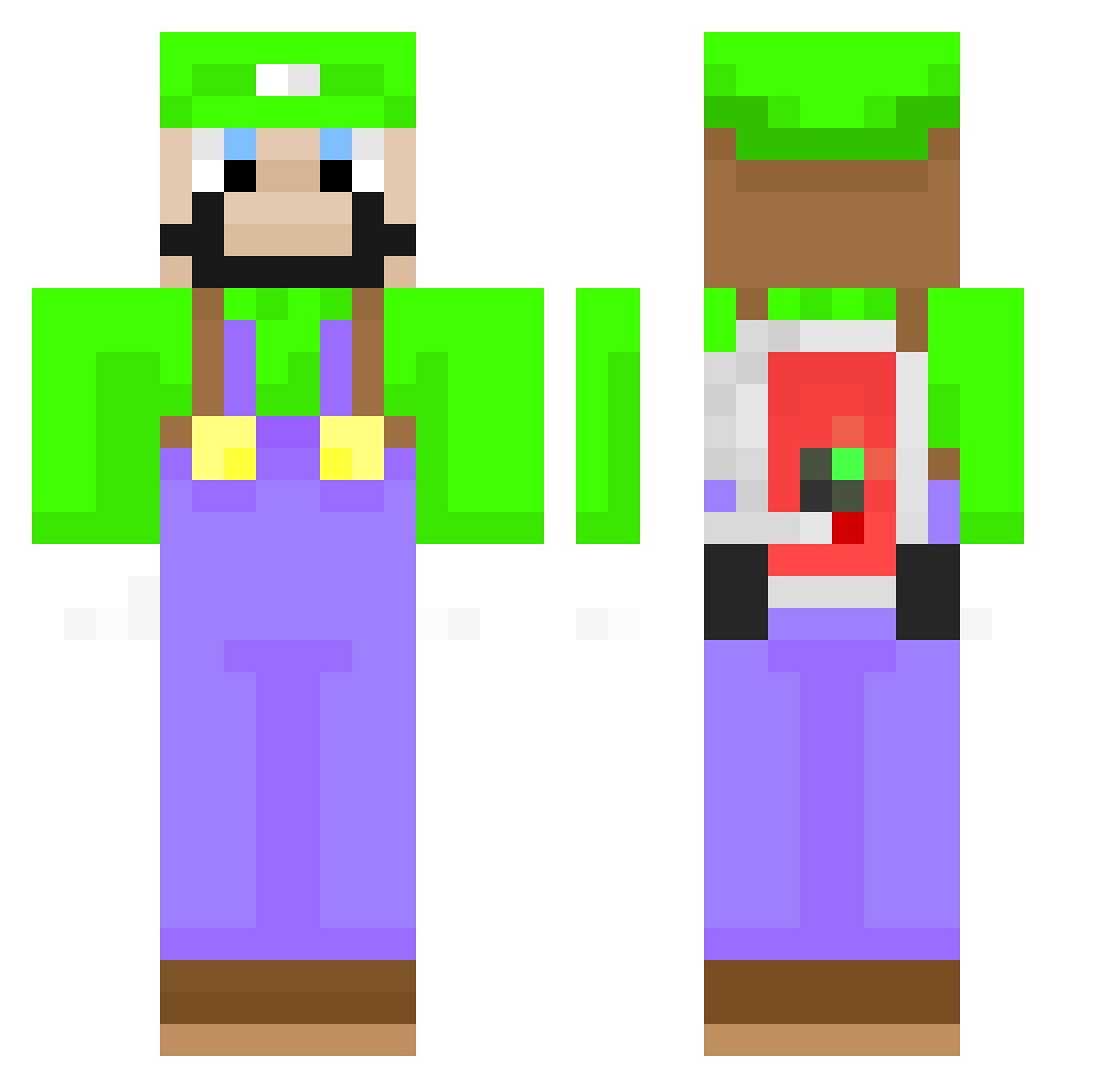 Monkegods123 Minecraft skin, front and back view