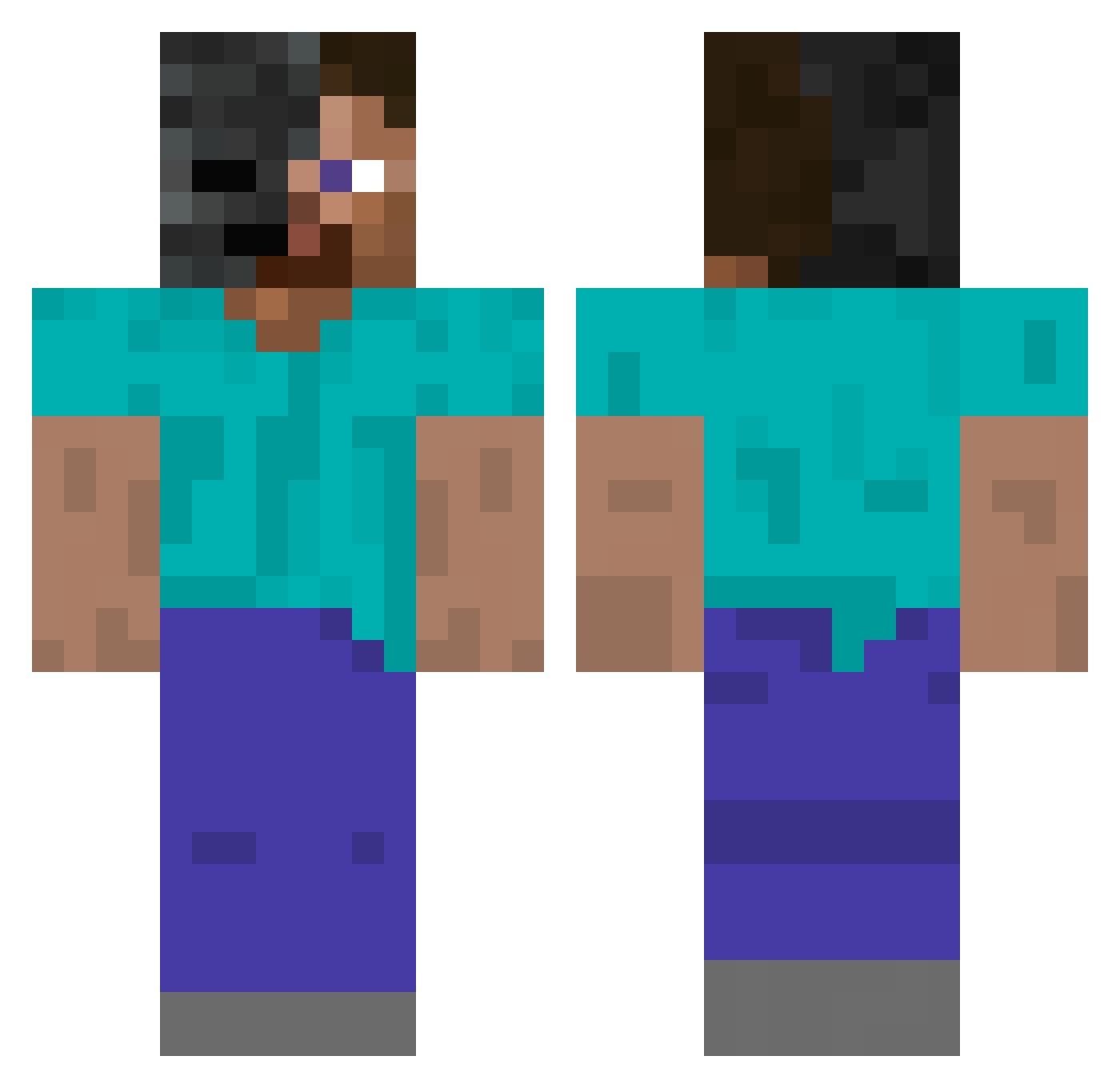 slat0m Minecraft skin, front and back view
