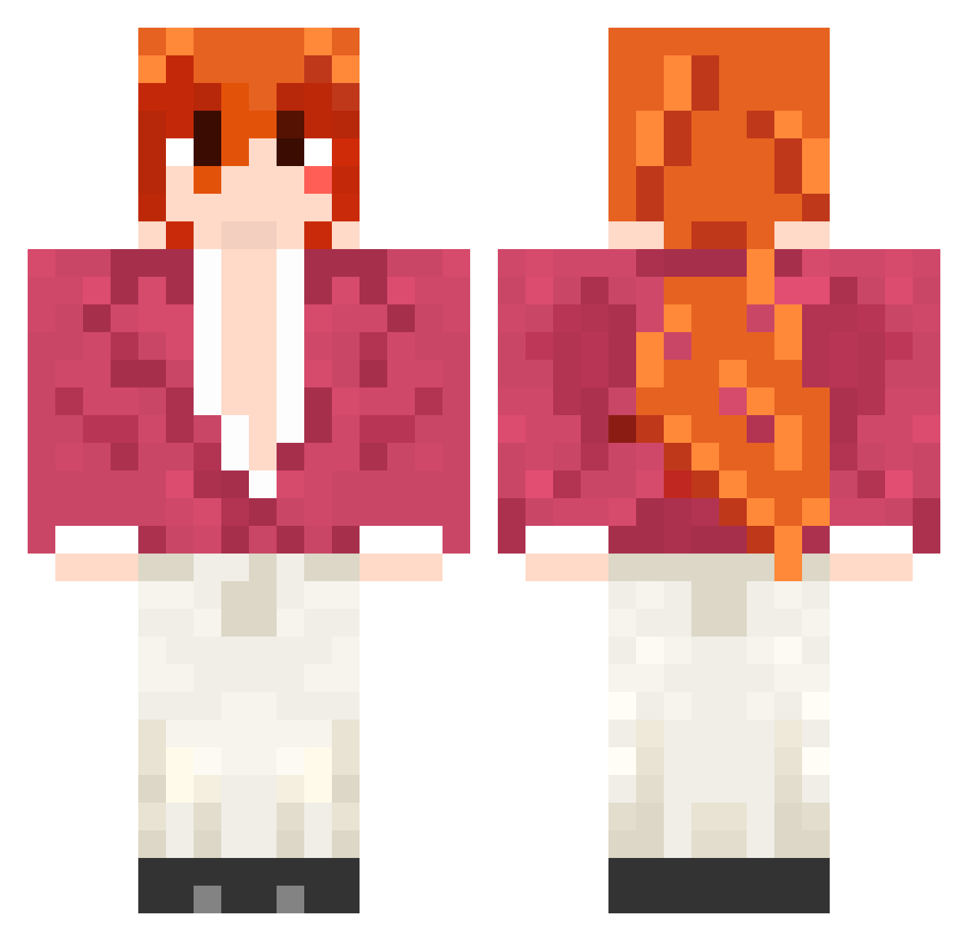 HoppyHam Minecraft skin, front and back view