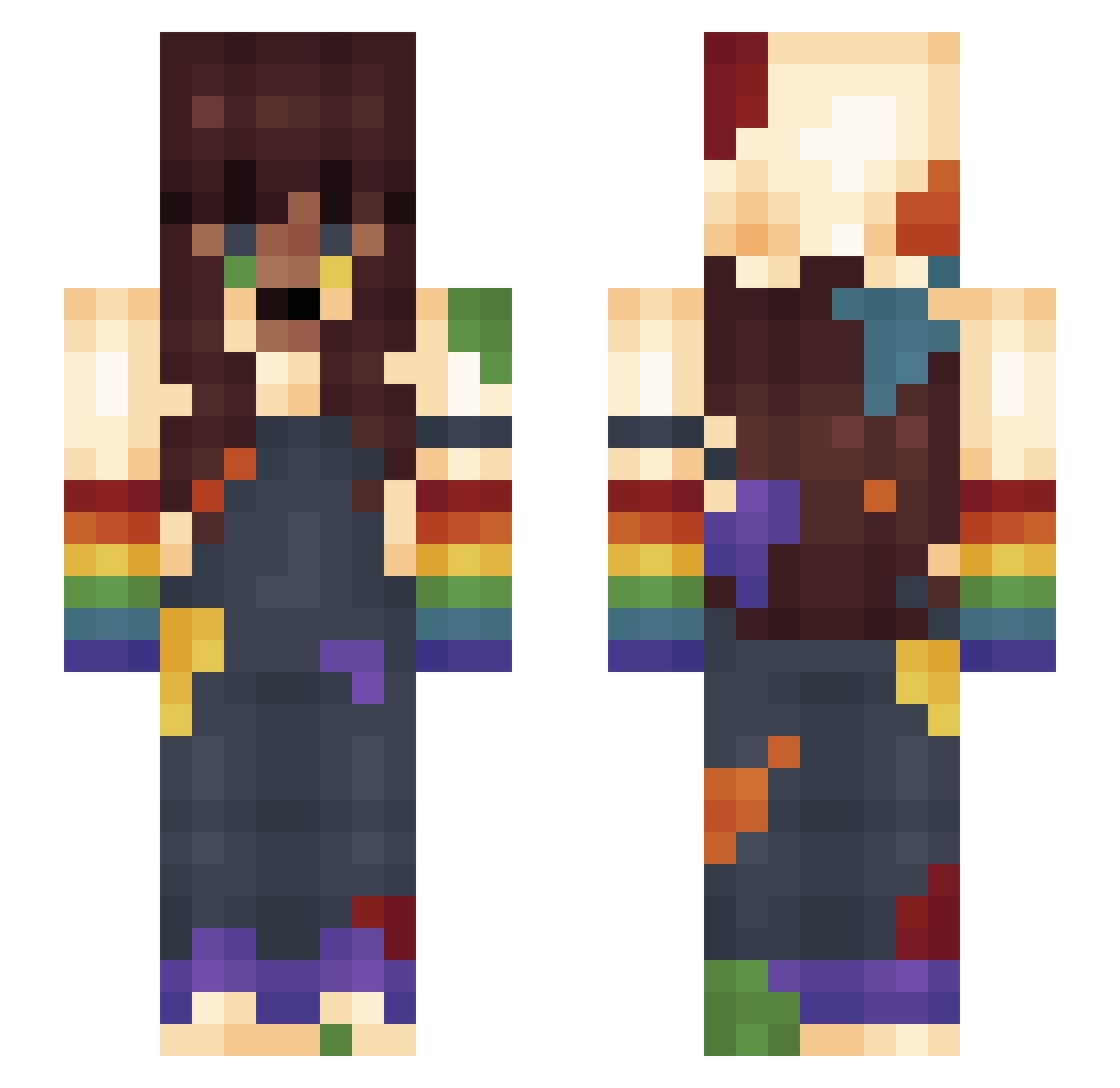 gendercataclysm Minecraft skin, front and back view