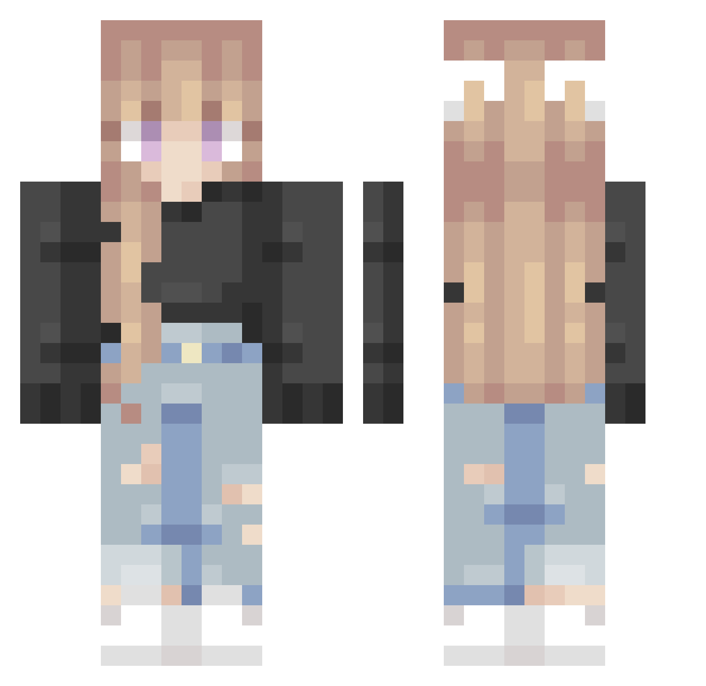 Sh0rtButL0ud Minecraft skin, front and back view