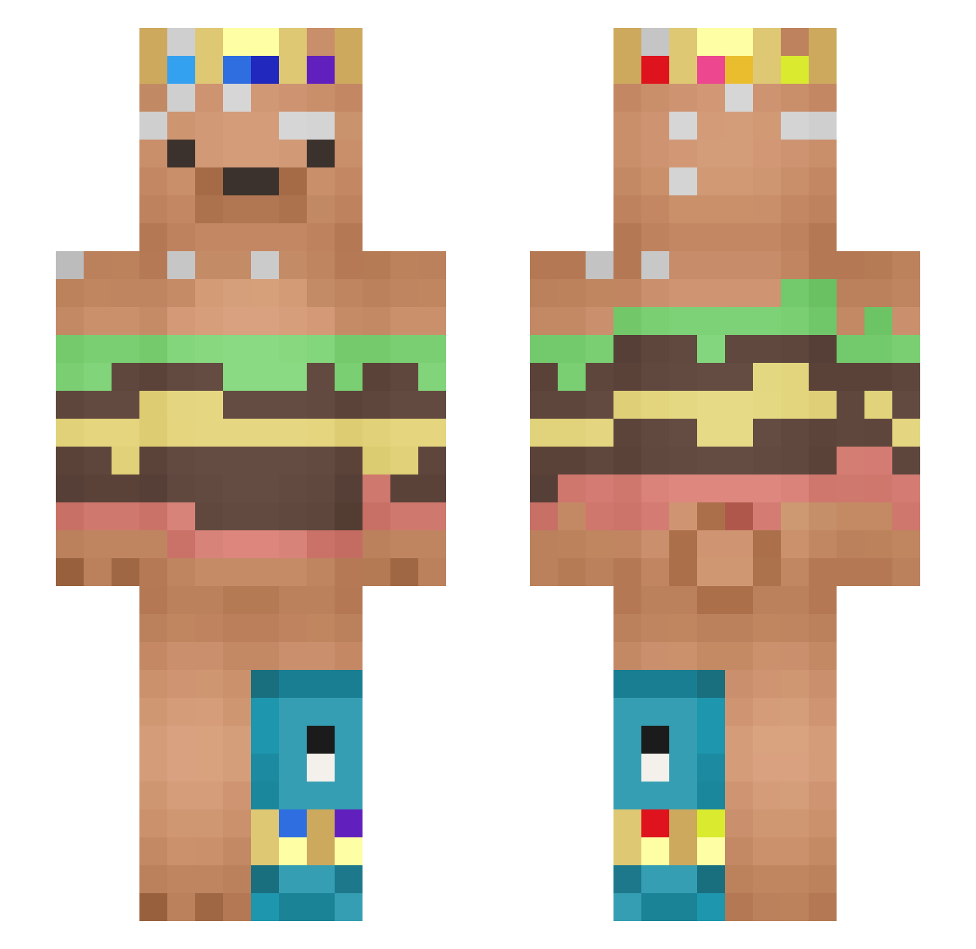 Knubby Minecraft skin, front and back view