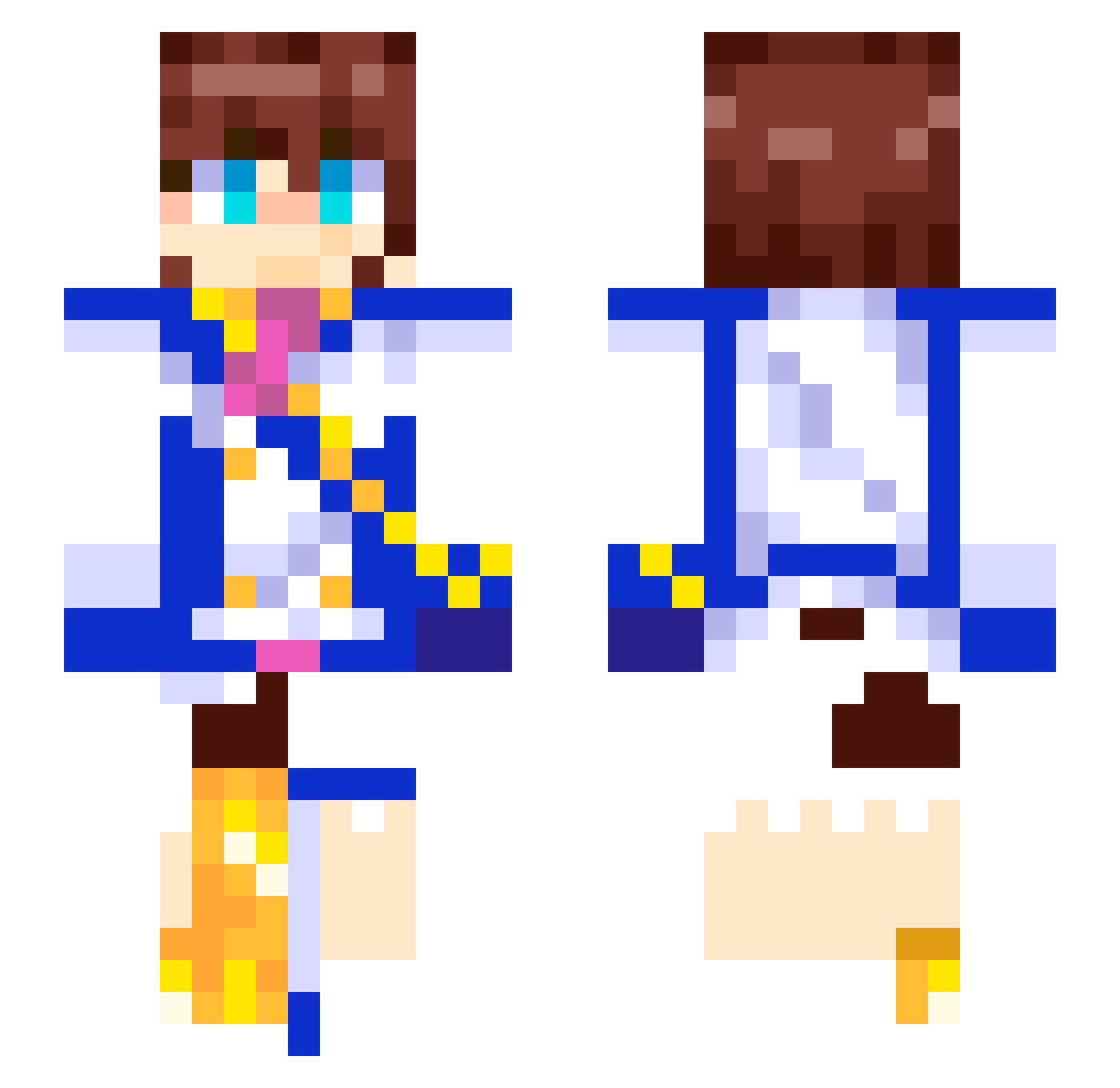 Voxelization Minecraft skin, front and back view