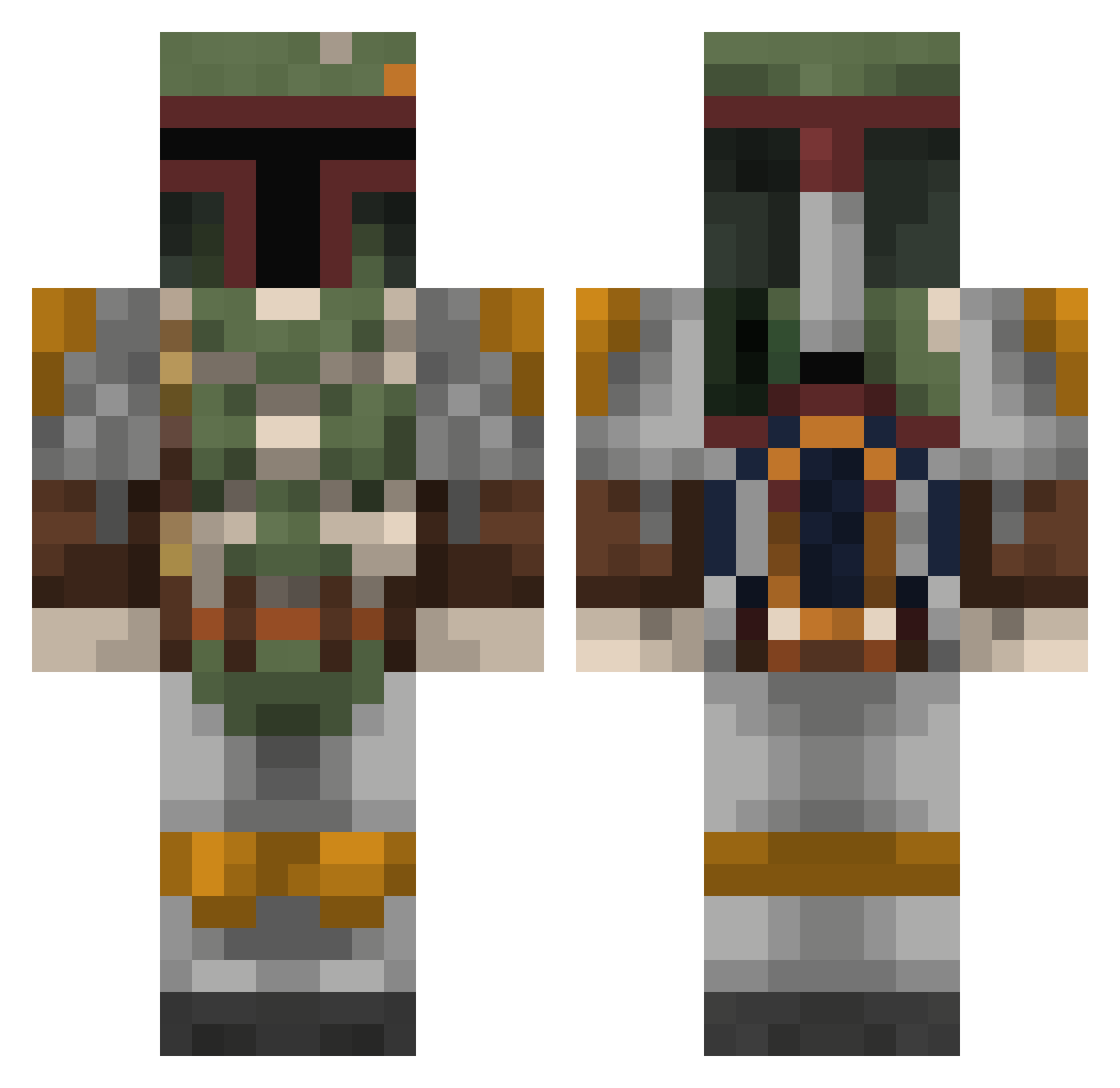 Masonite Minecraft skin, front and back view