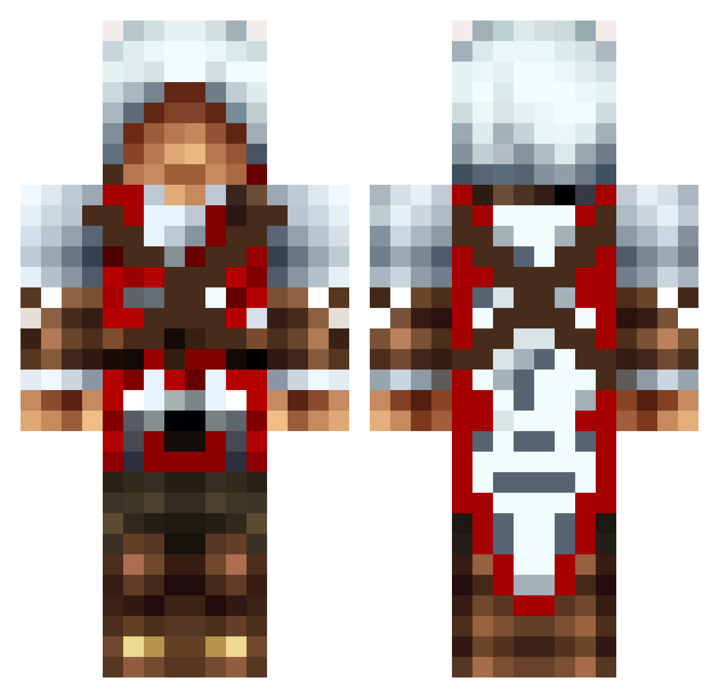 Philbob Minecraft skin, front and back view
