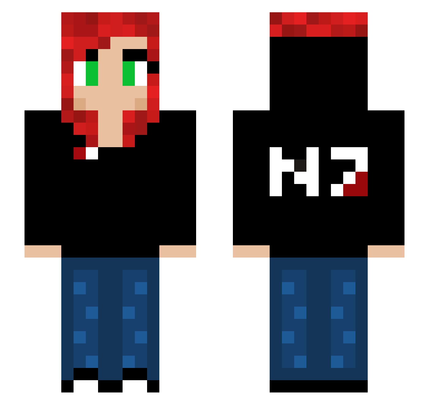 Centrinity Minecraft skin, front and back view