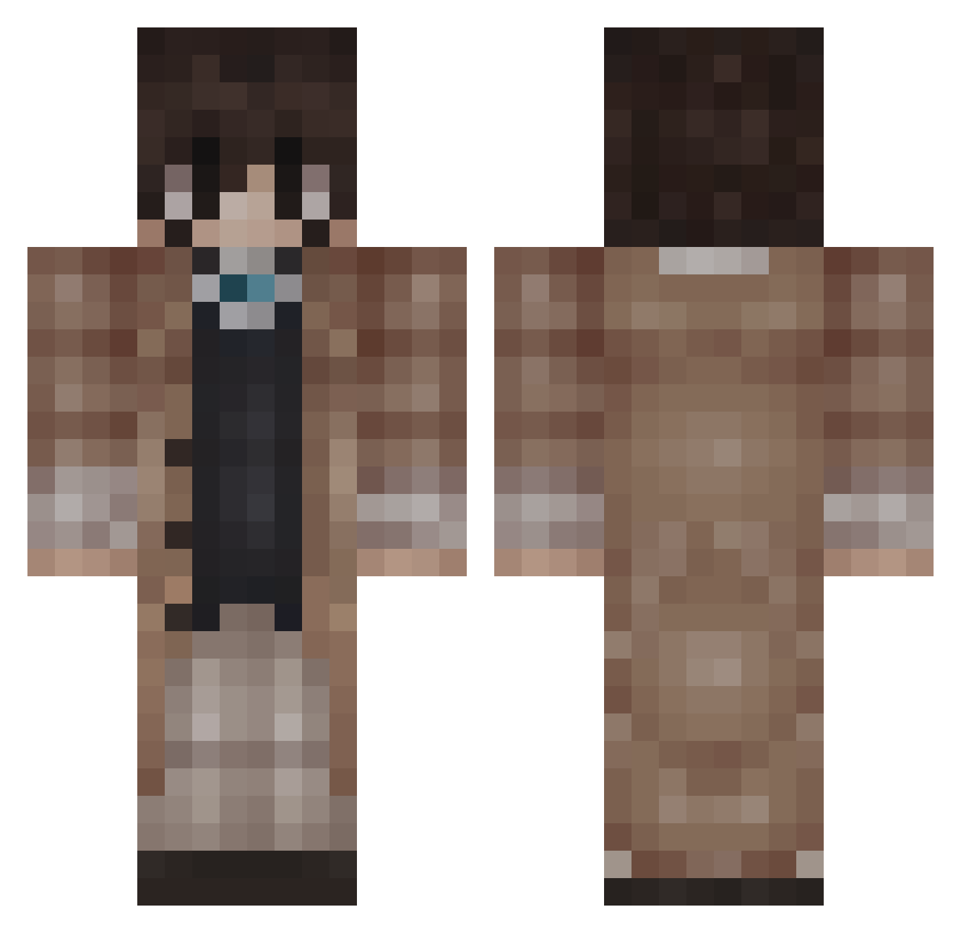 Pix1314 Minecraft skin, front and back view