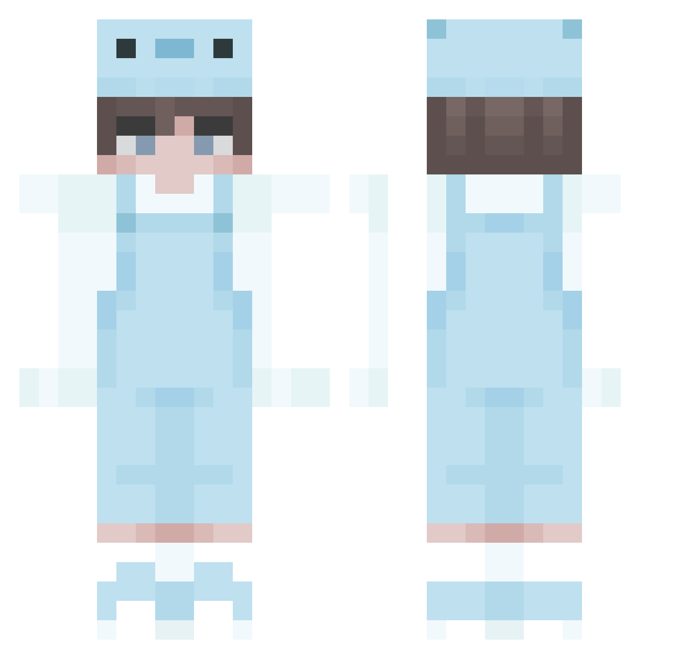 Thecahmp Minecraft skin, front and back view