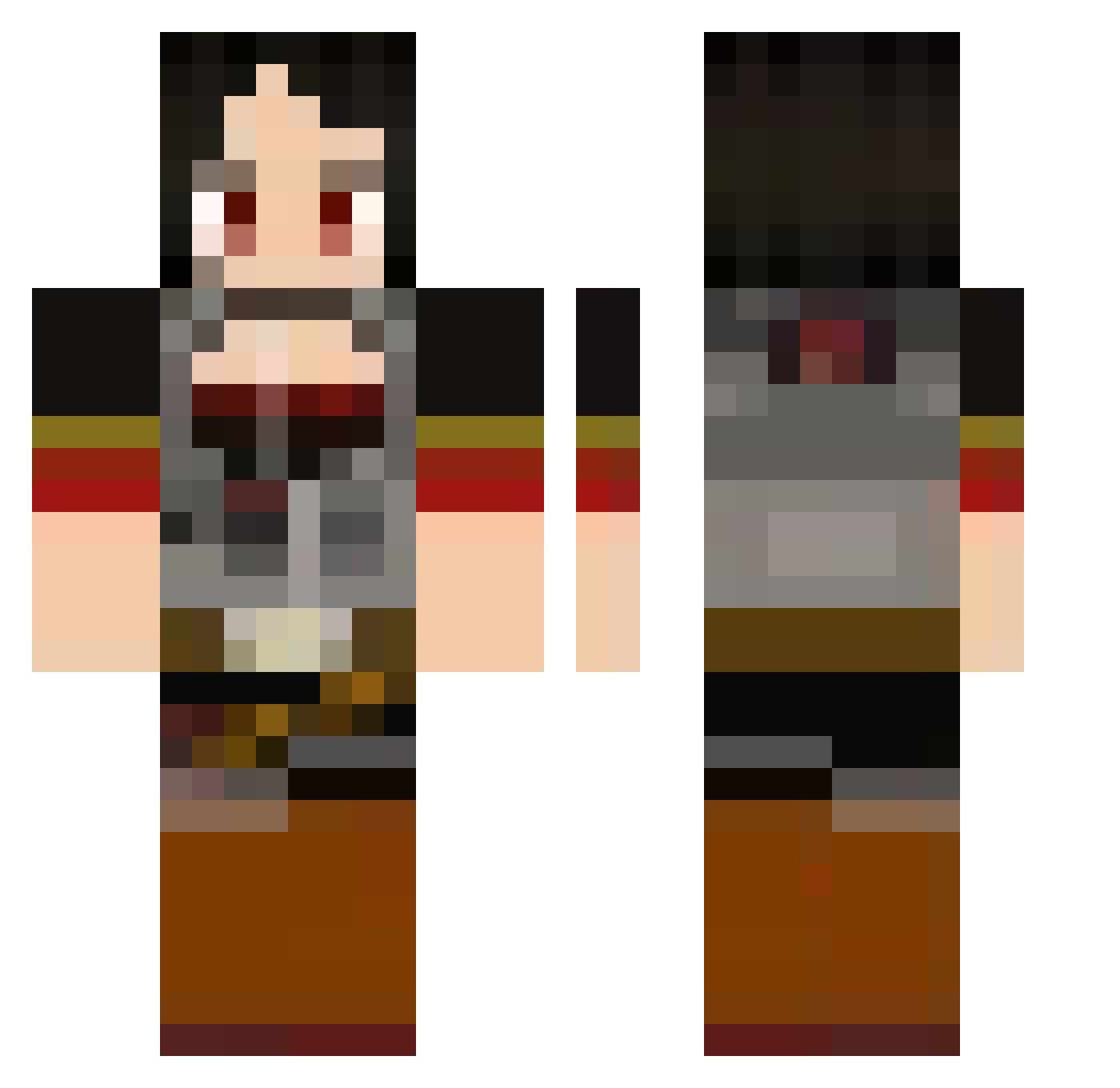 condercx Minecraft skin, front and back view