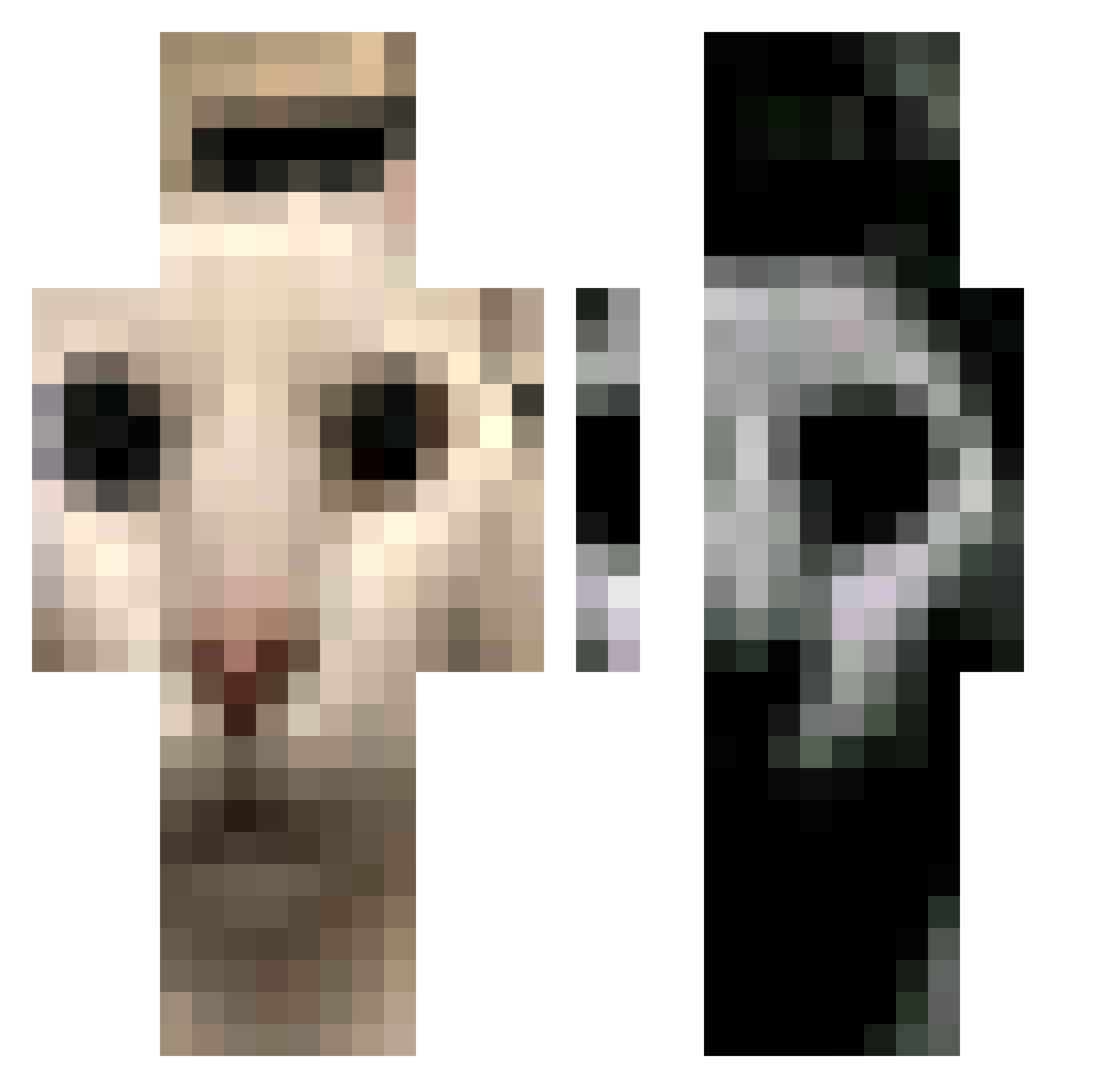 Zeksta Minecraft skin, front and back view