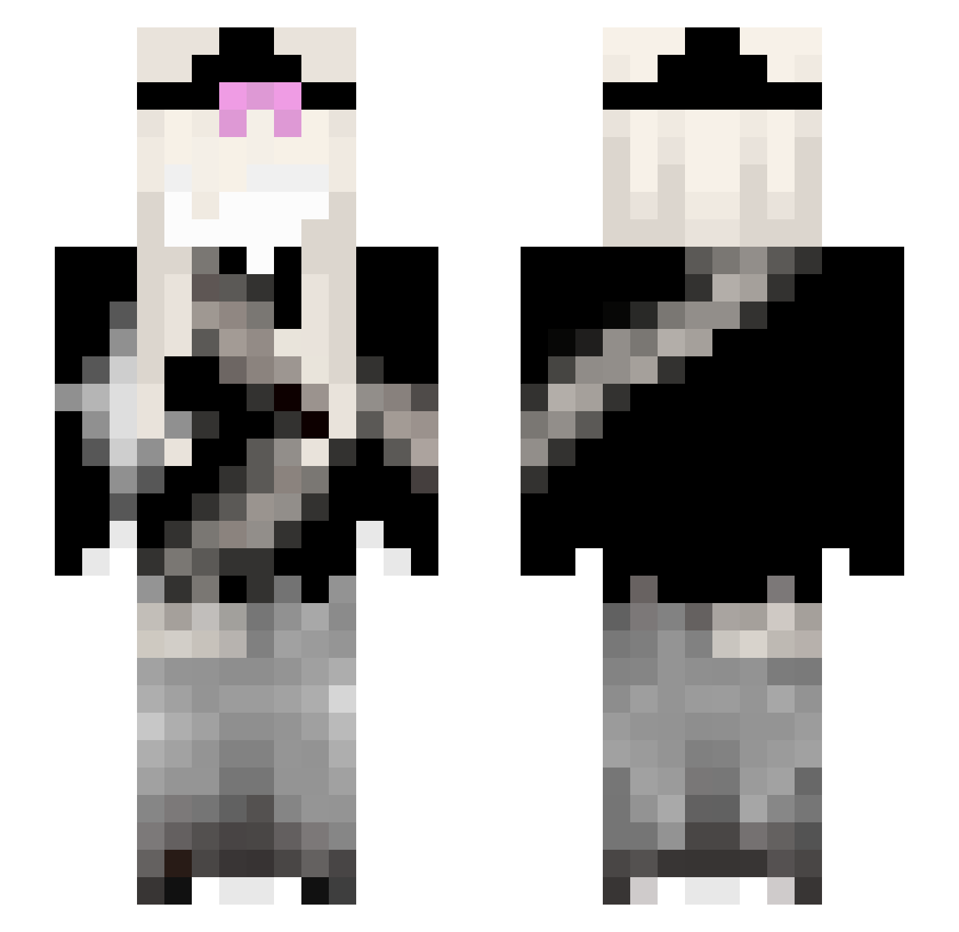 kayakiu Minecraft skin, front and back view