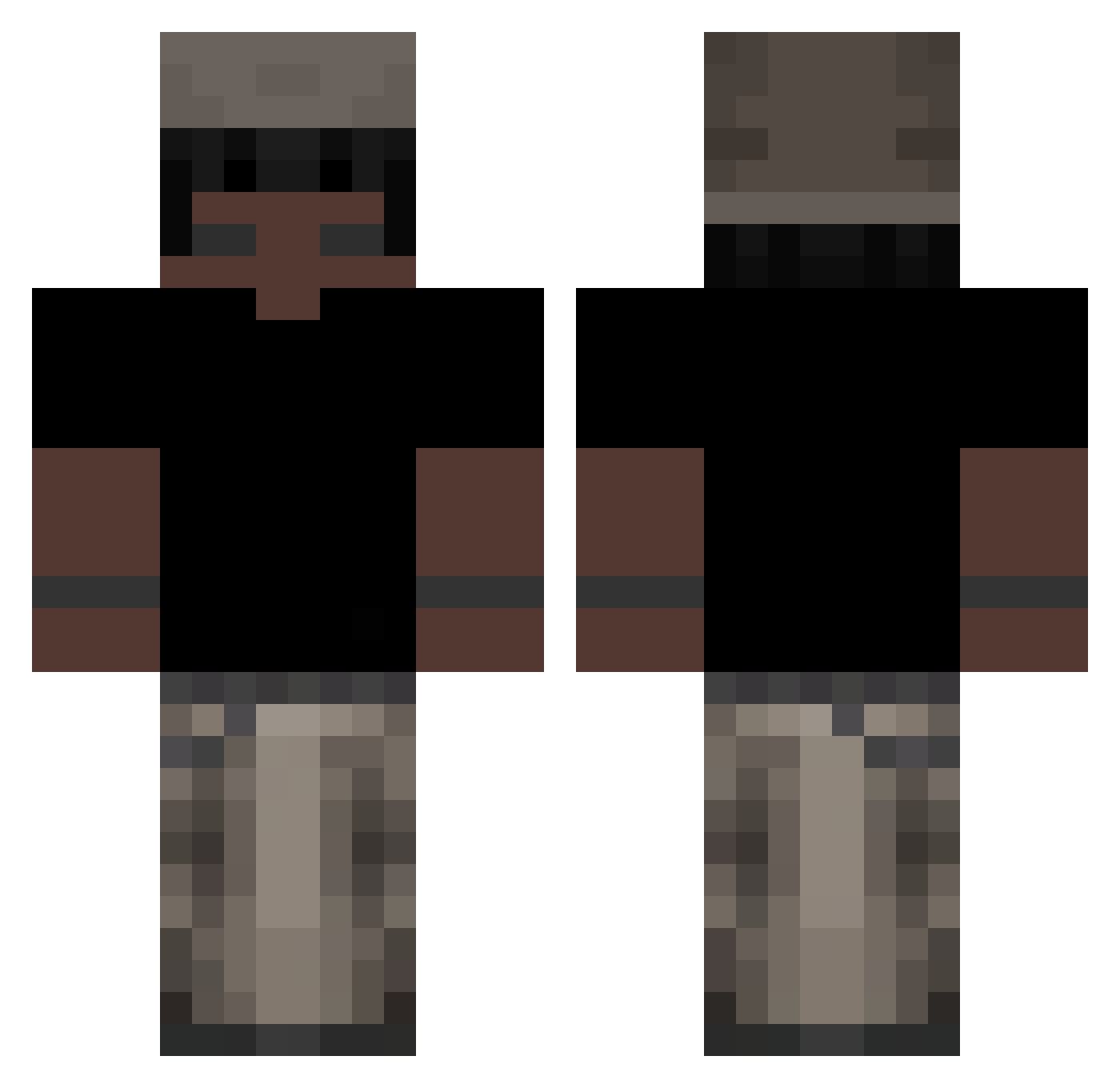 Zyvn Minecraft skin, front and back view