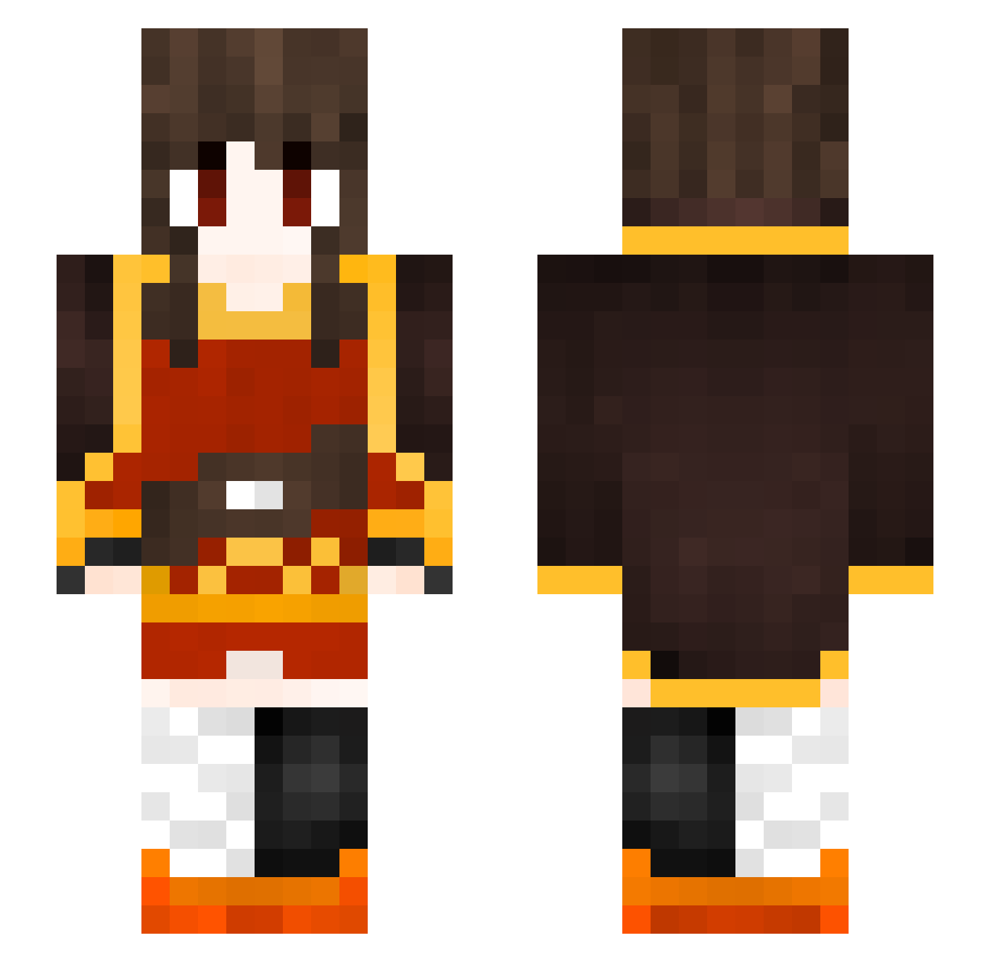 Moca_1 Minecraft skin, front and back view