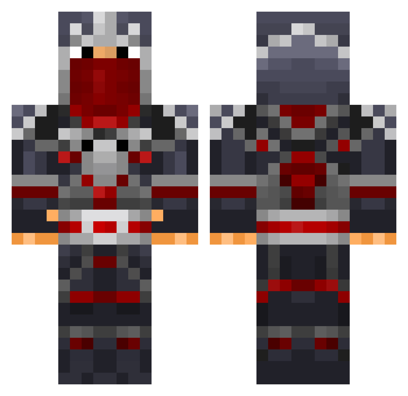 Charked Minecraft skin, front and back view