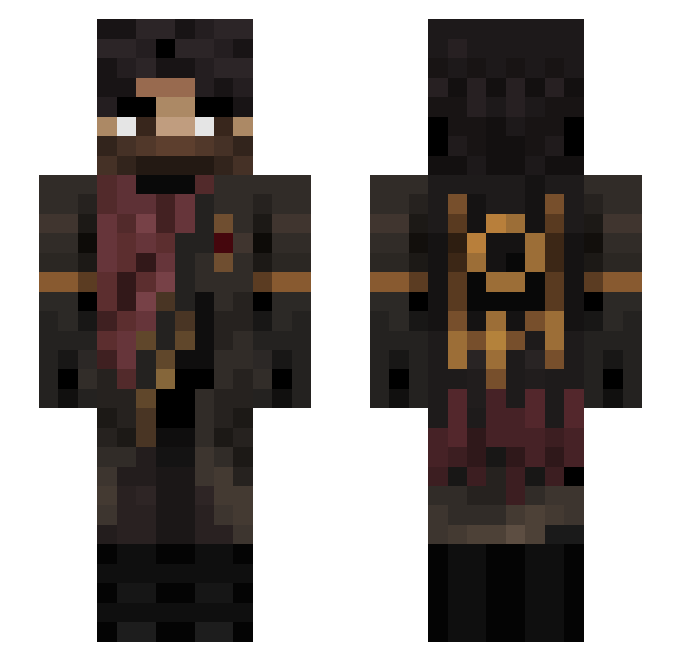 NedoKey Minecraft skin, front and back view