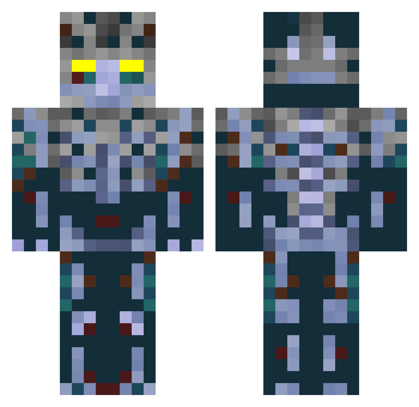 Dethzilt Minecraft skin, front and back view