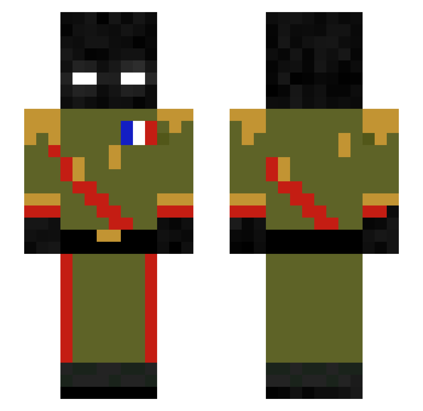 CleepzYt Minecraft skin, front and back view