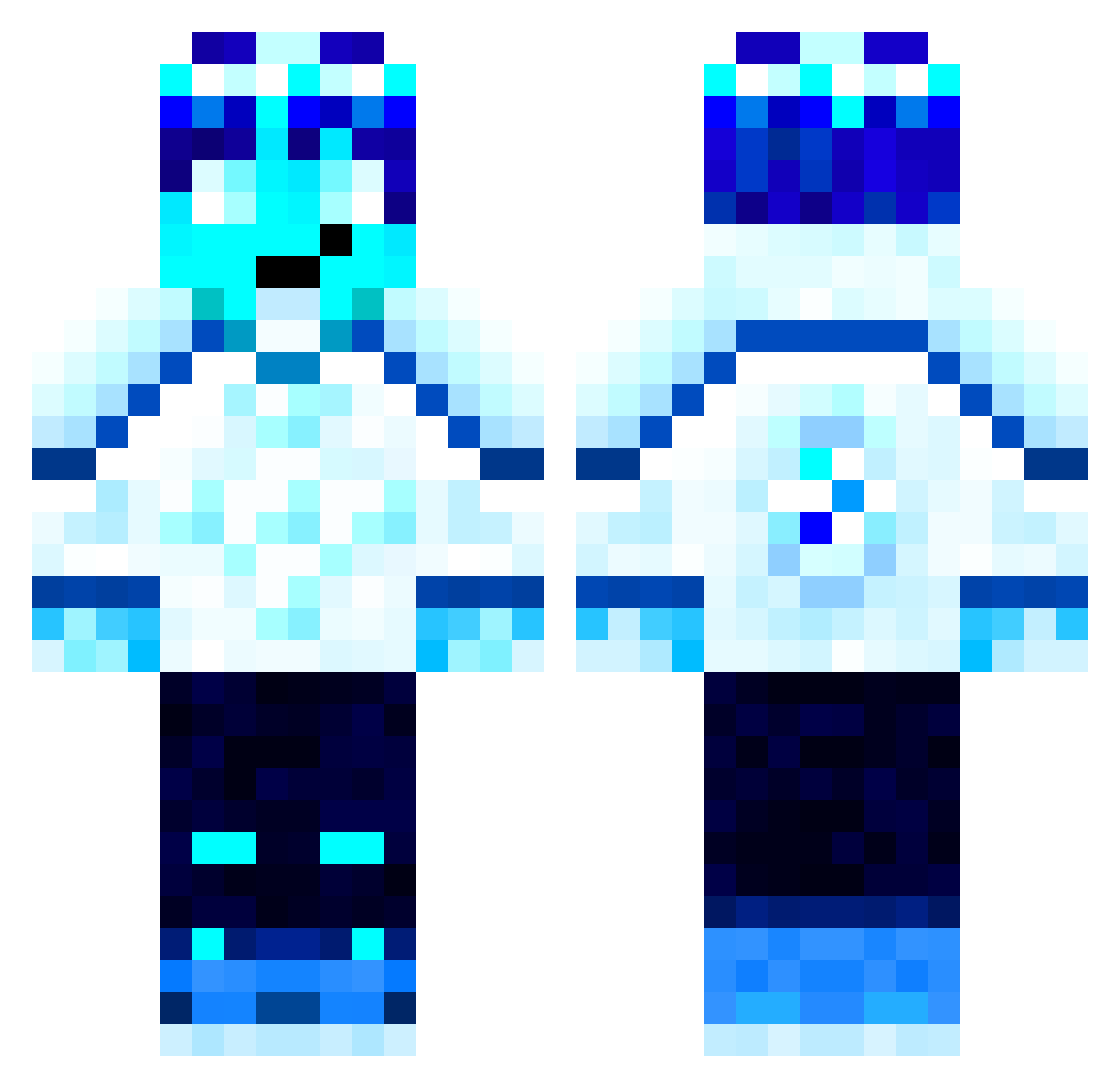 Frosiq Minecraft skin, front and back view