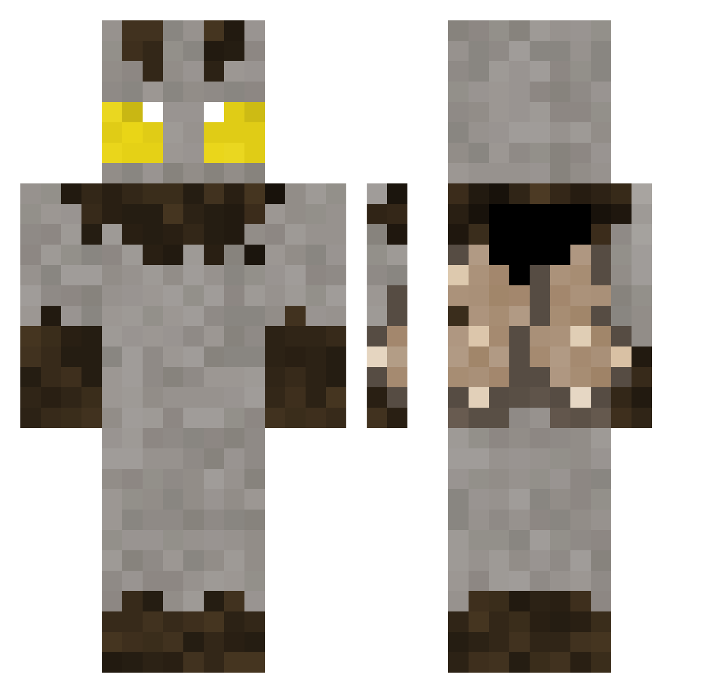 Grey_Matte Minecraft skin, front and back view