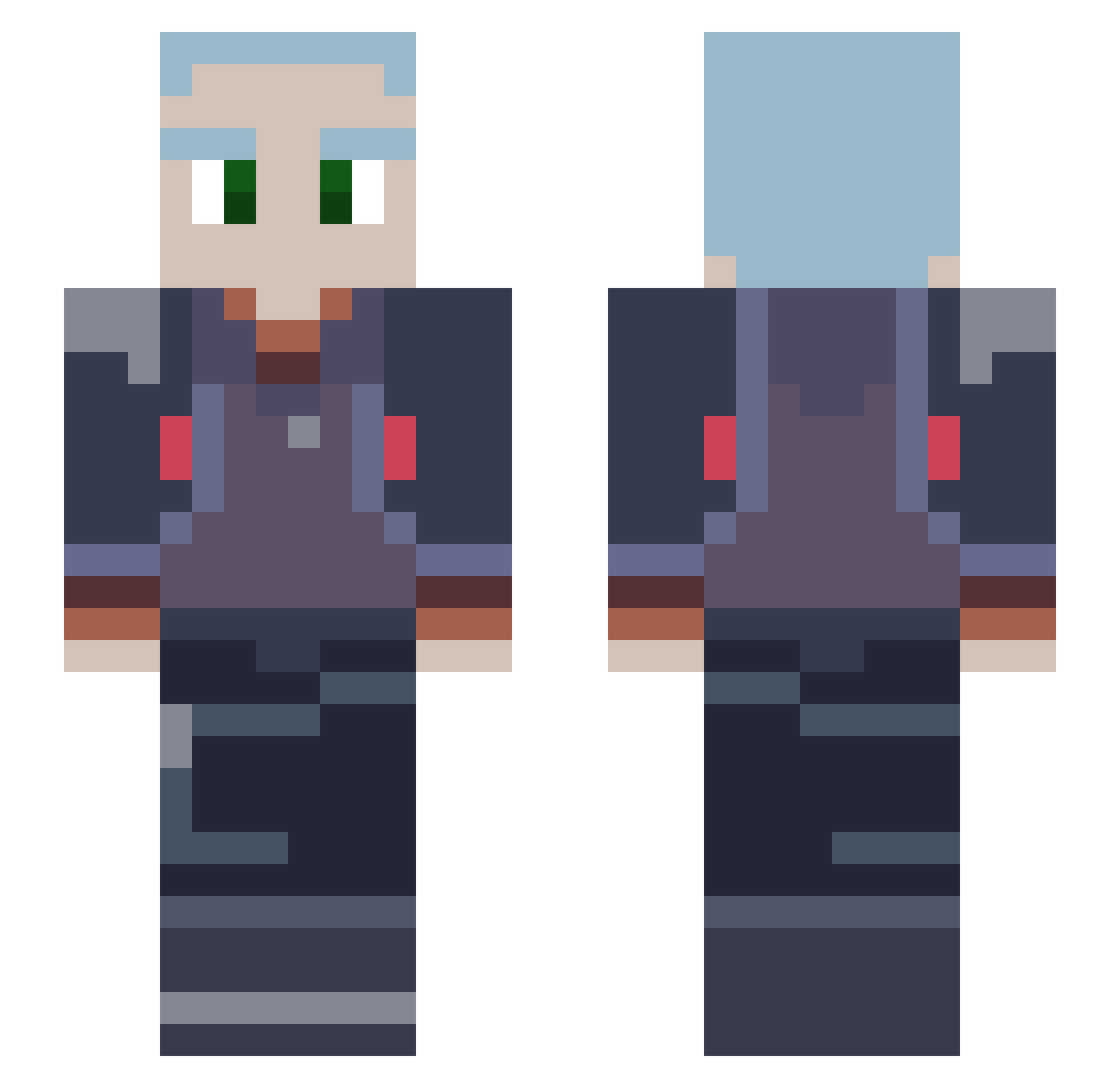 EndRacismGuys Minecraft skin, front and back view