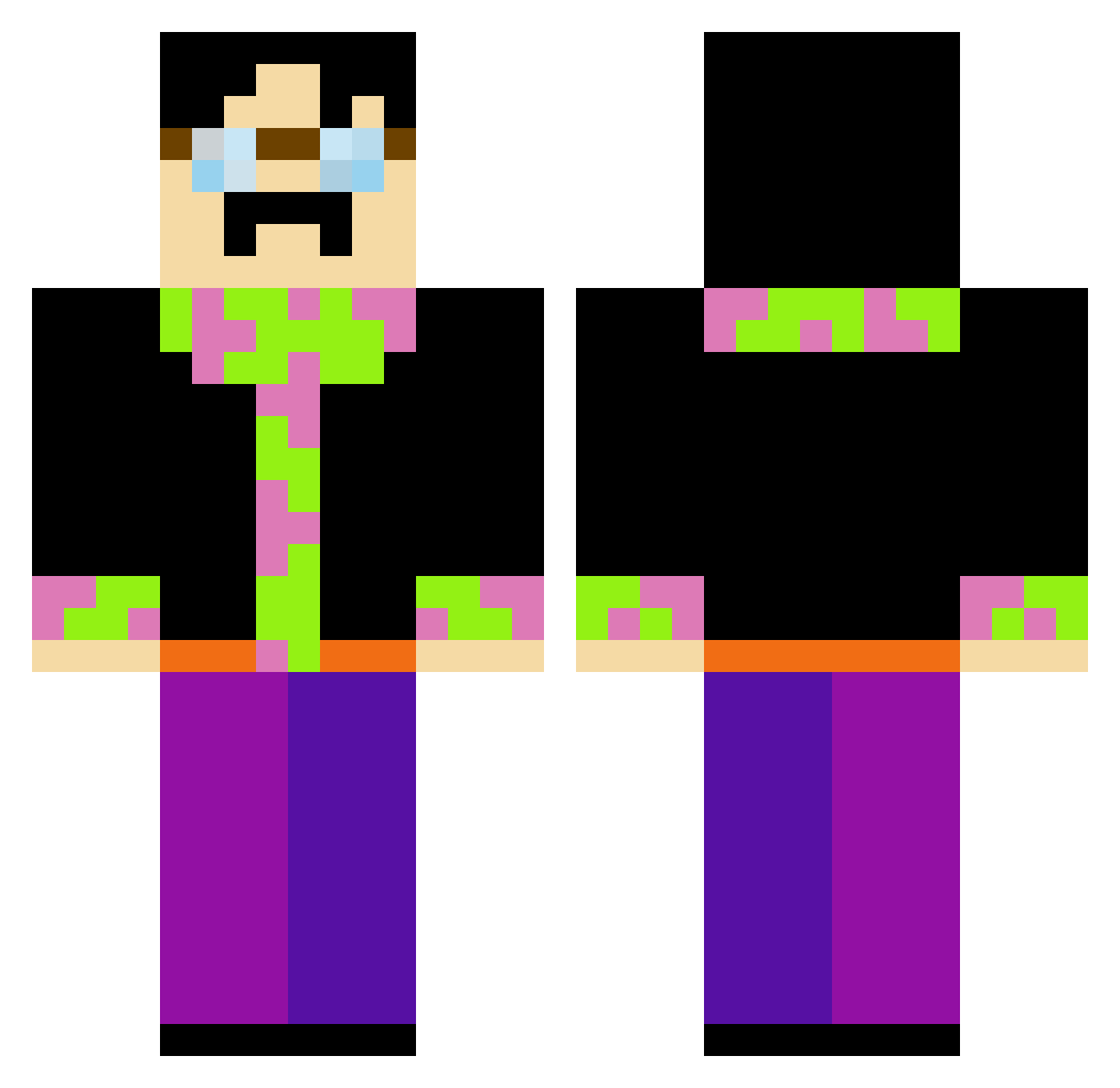 VeeV69 Minecraft skin, front and back view