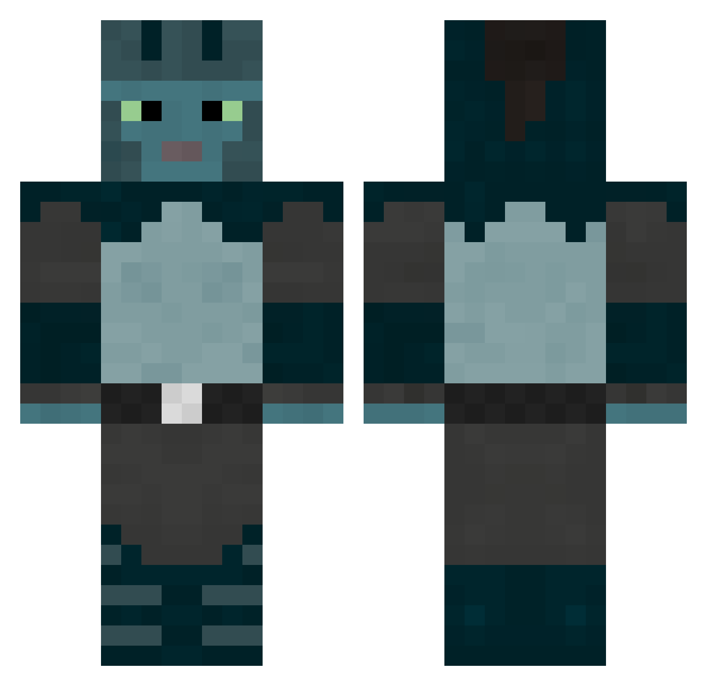 PhantomAssassin Minecraft skin, front and back view