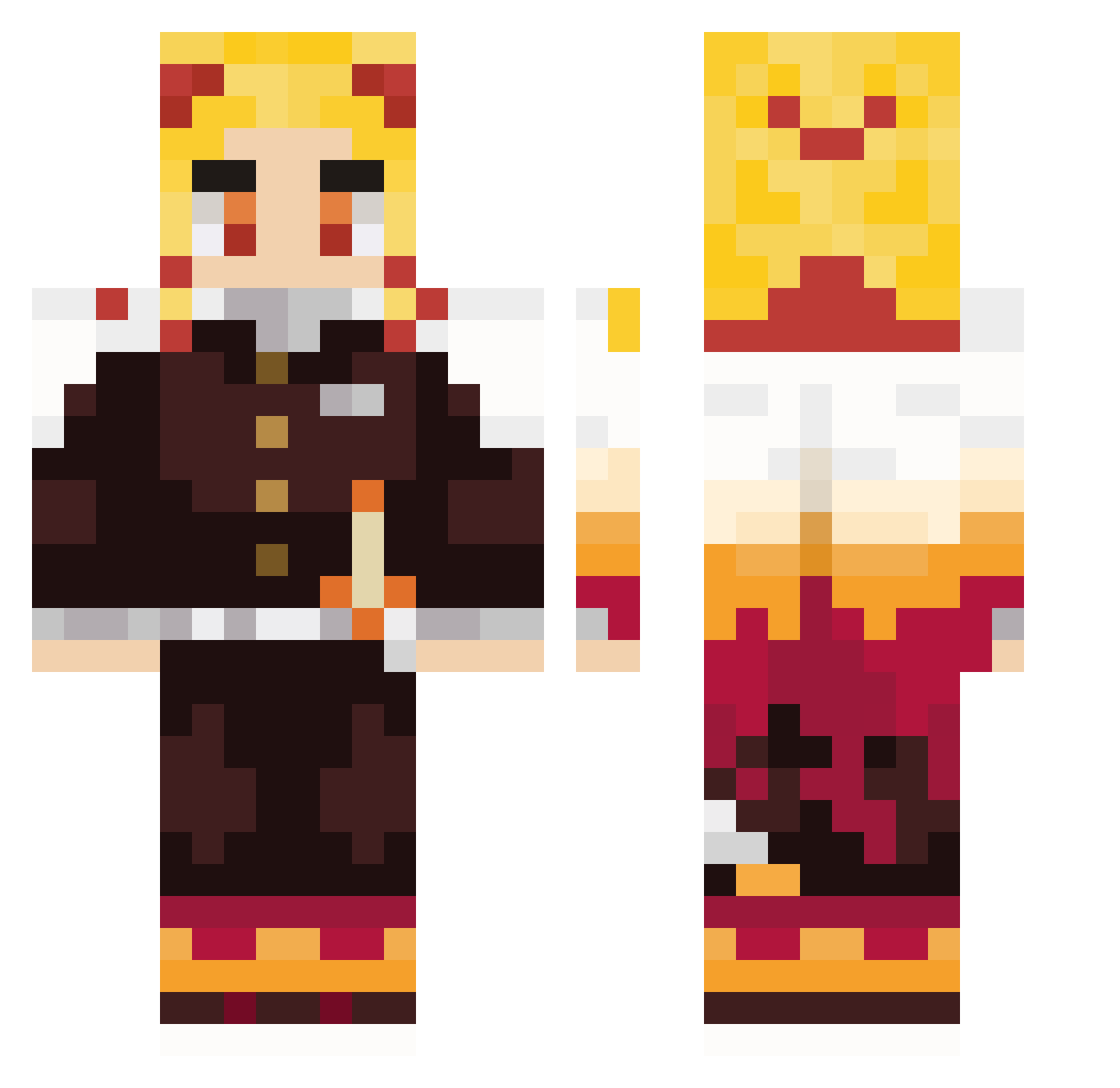 AlejoooMMNF Minecraft skin, front and back view
