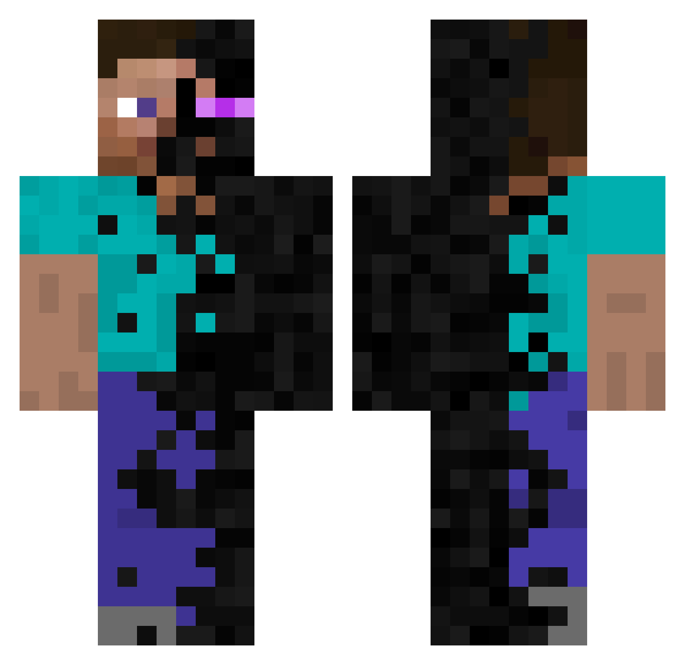 Shad0wMoba Minecraft skin, front and back view