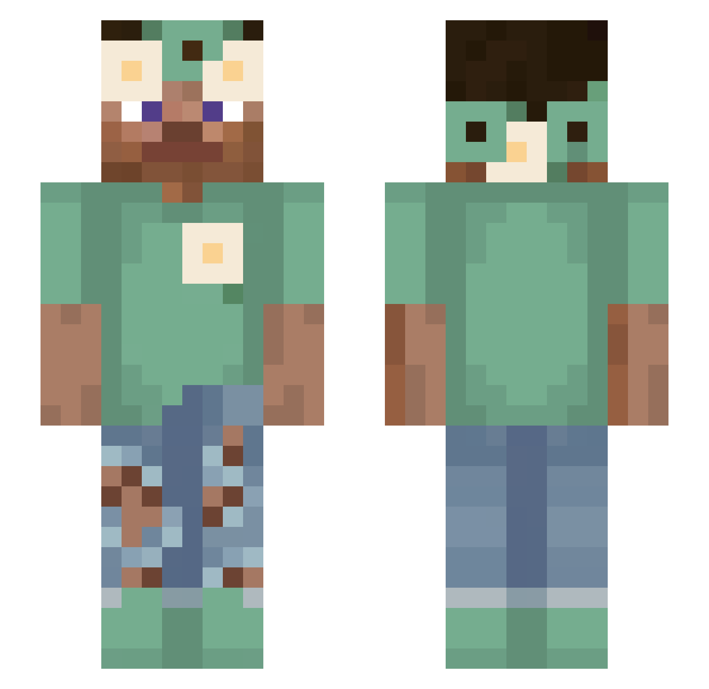 HydroWater Minecraft skin, front and back view
