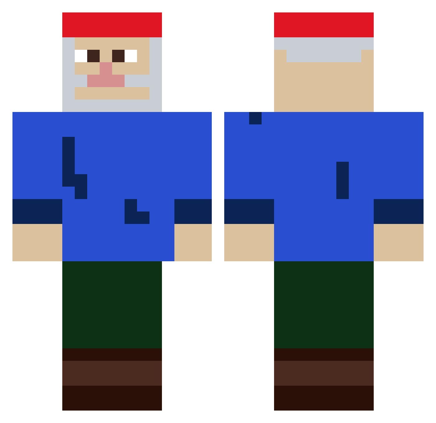 Muge998 Minecraft skin, front and back view