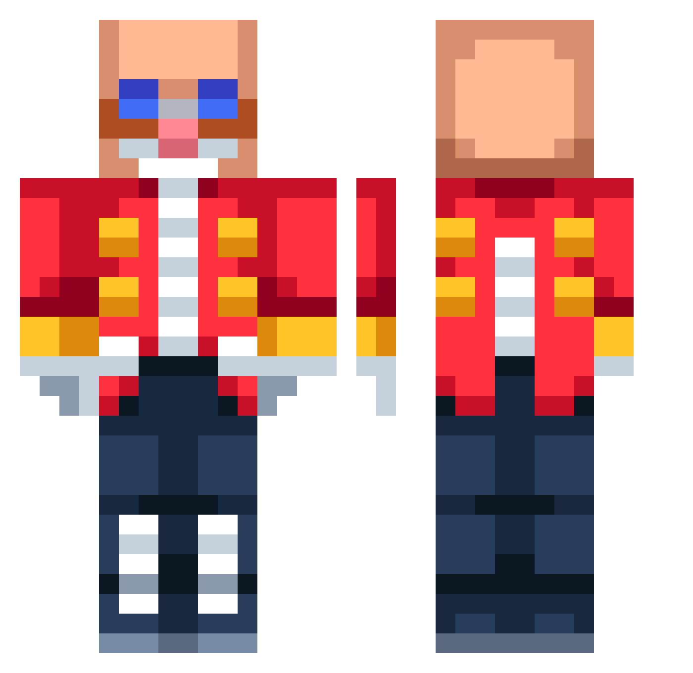 DrEggChan Minecraft skin, front and back view