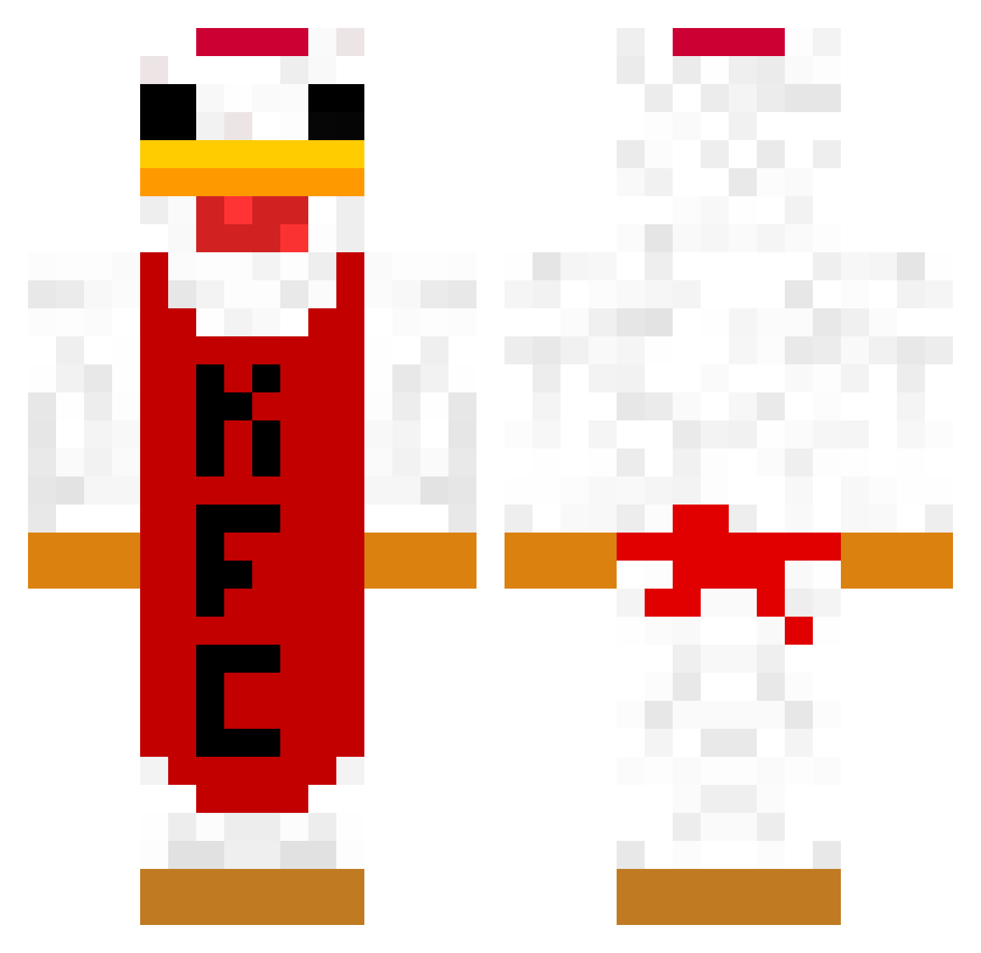 KFCFighter Minecraft skin, front and back view